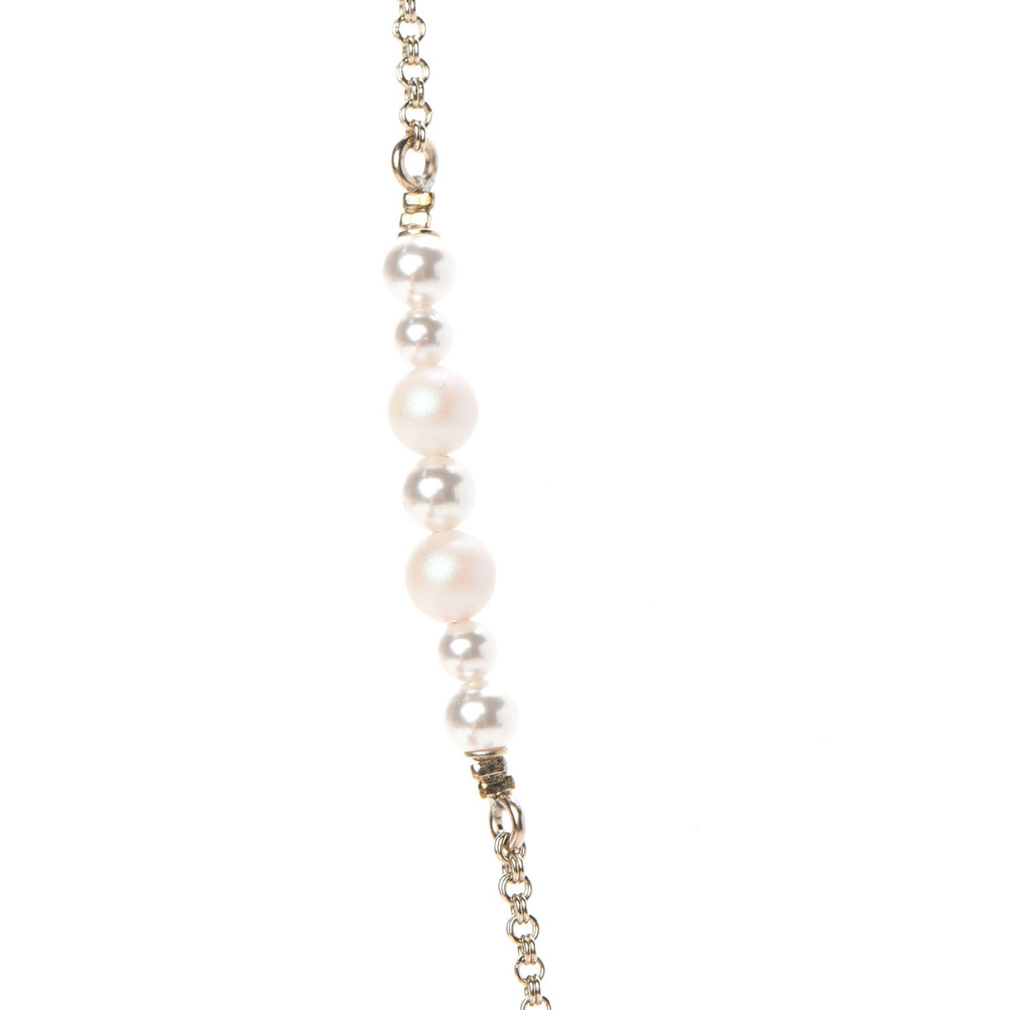 Pearl CC Pendant Necklace Gold
