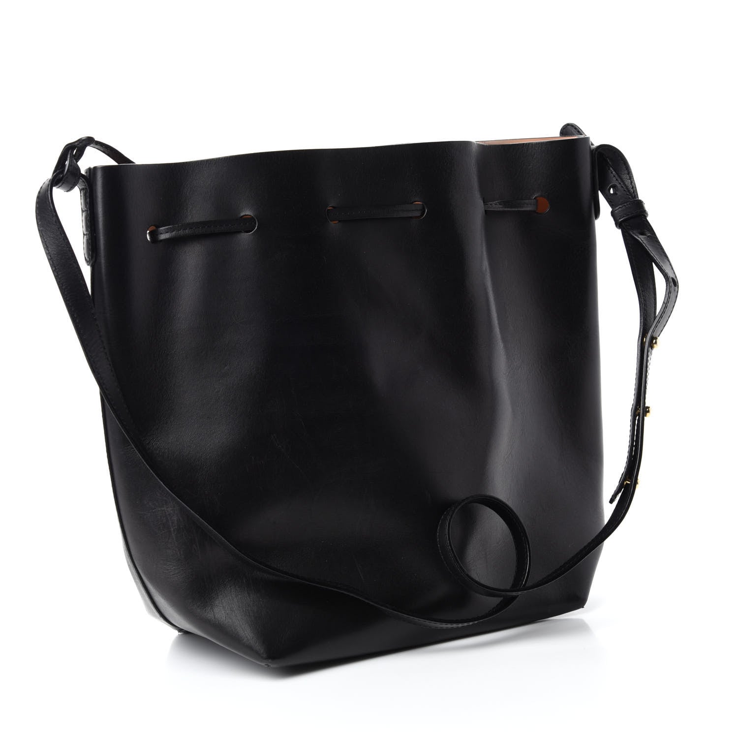 Mansur Gavriel Vegetable Tanned Calfskin Bucket Bag Black Ballerina 3 of 10