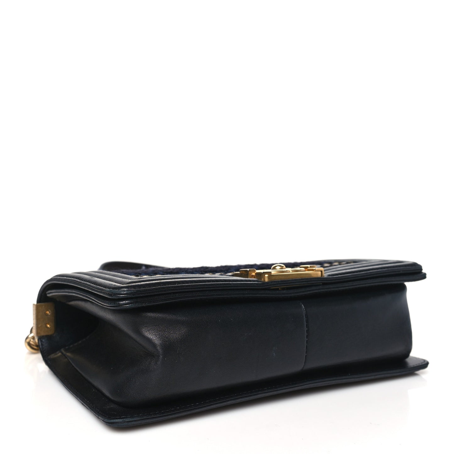 Lambskin Tweed Braided Medium Boy Flap Black