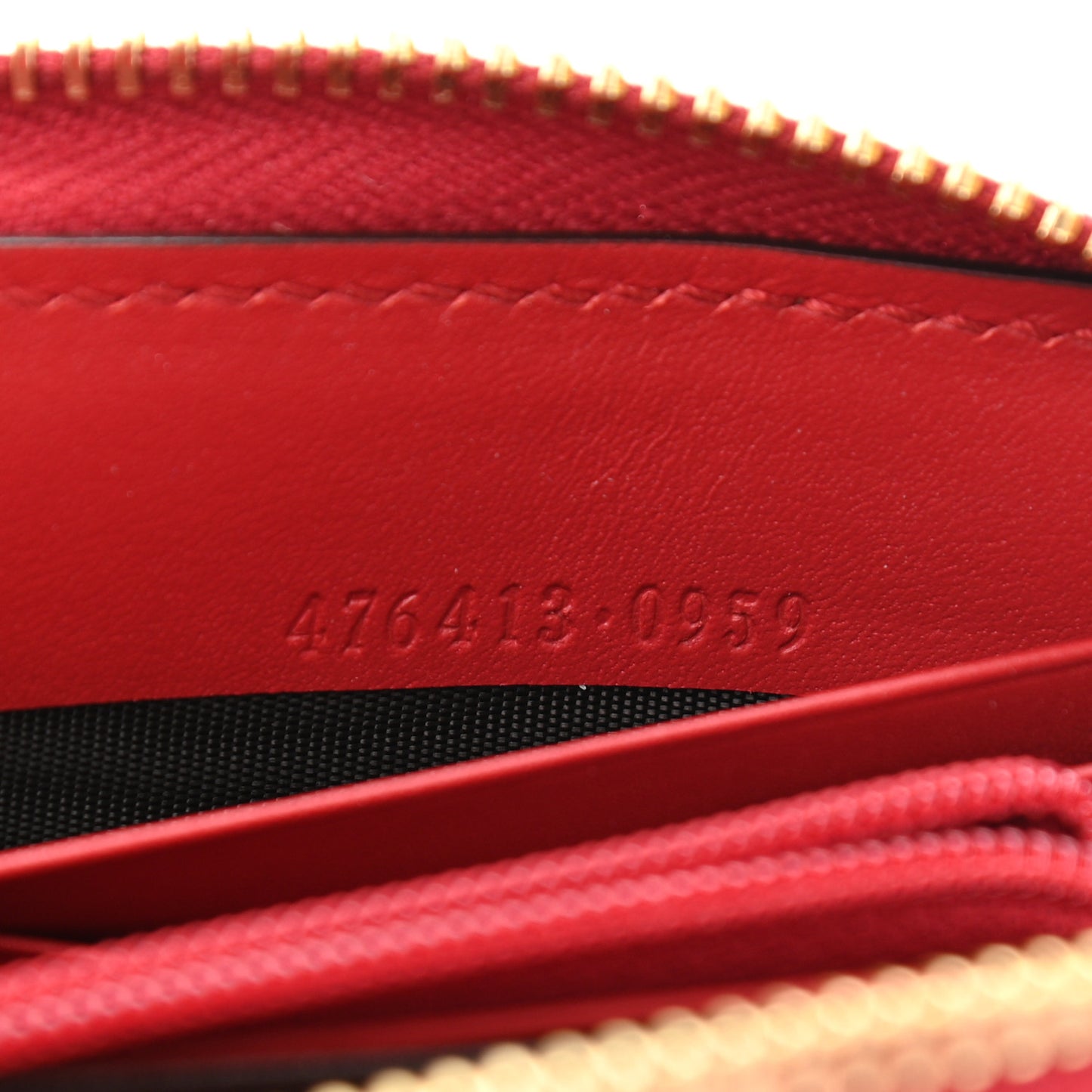 GG Supreme Monogram Embroidered Rainbow Zip Around Wallet Red