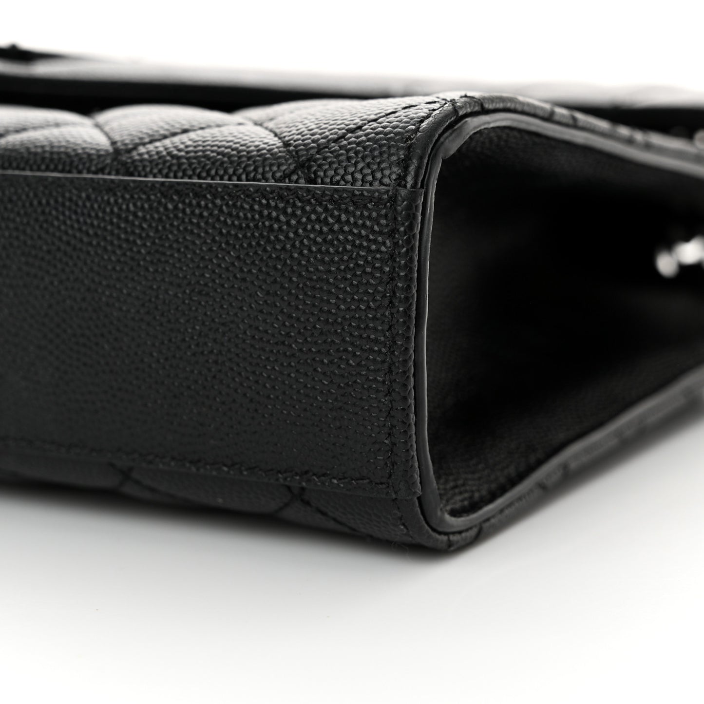 Grain De Poudre Textured Mixed Matelasse Triquilt Medium Monogram Monochrome Satchel Black