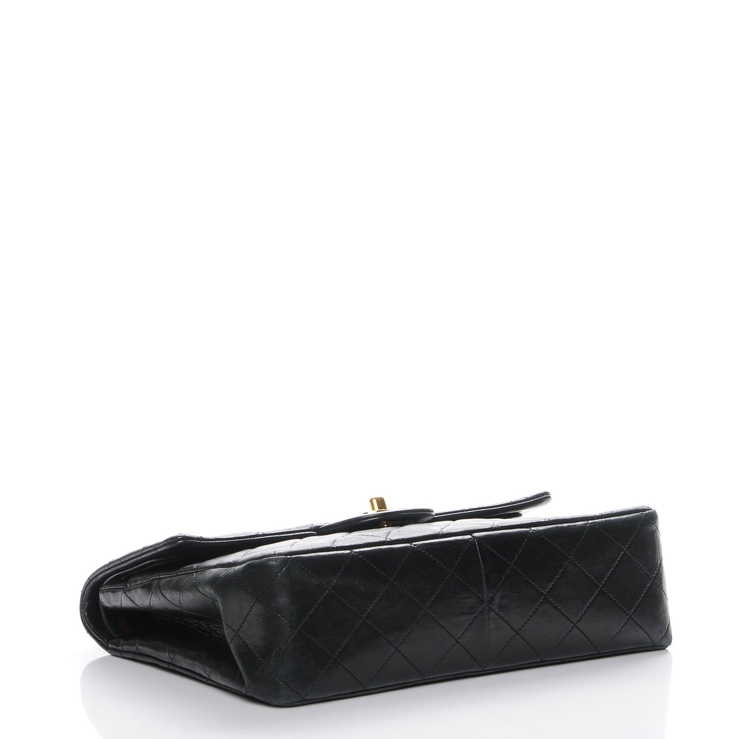 Lambskin Quilted Medium Double Flap Black