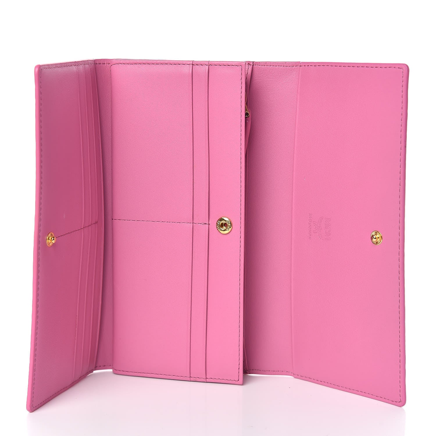 MCM Visetos Swarovski Crystal Studded Flap Wallet Pink 5 of 7