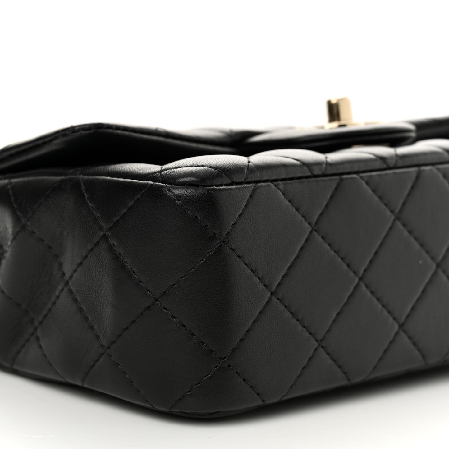 Lambskin Quilted Mini Rectangular Flap Black