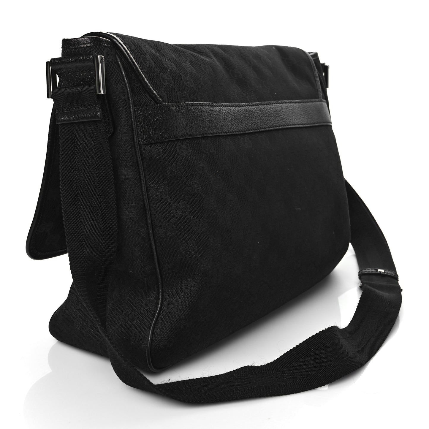 GG Plus Monogram Medium Flap Messenger Bag Black