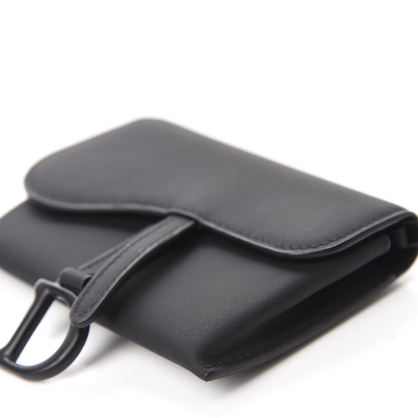 Ultra Matte Calfskin Nano Saddle Chain Pouch Black