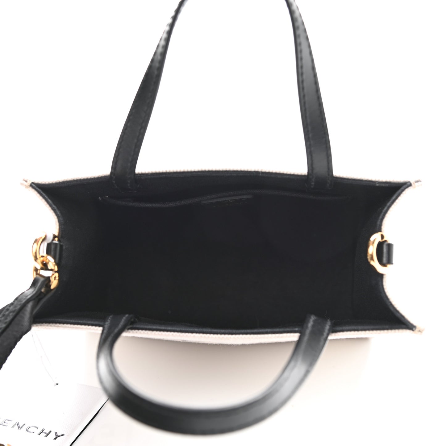 Canvas Mini Bond Shopper Tote Beige Black
