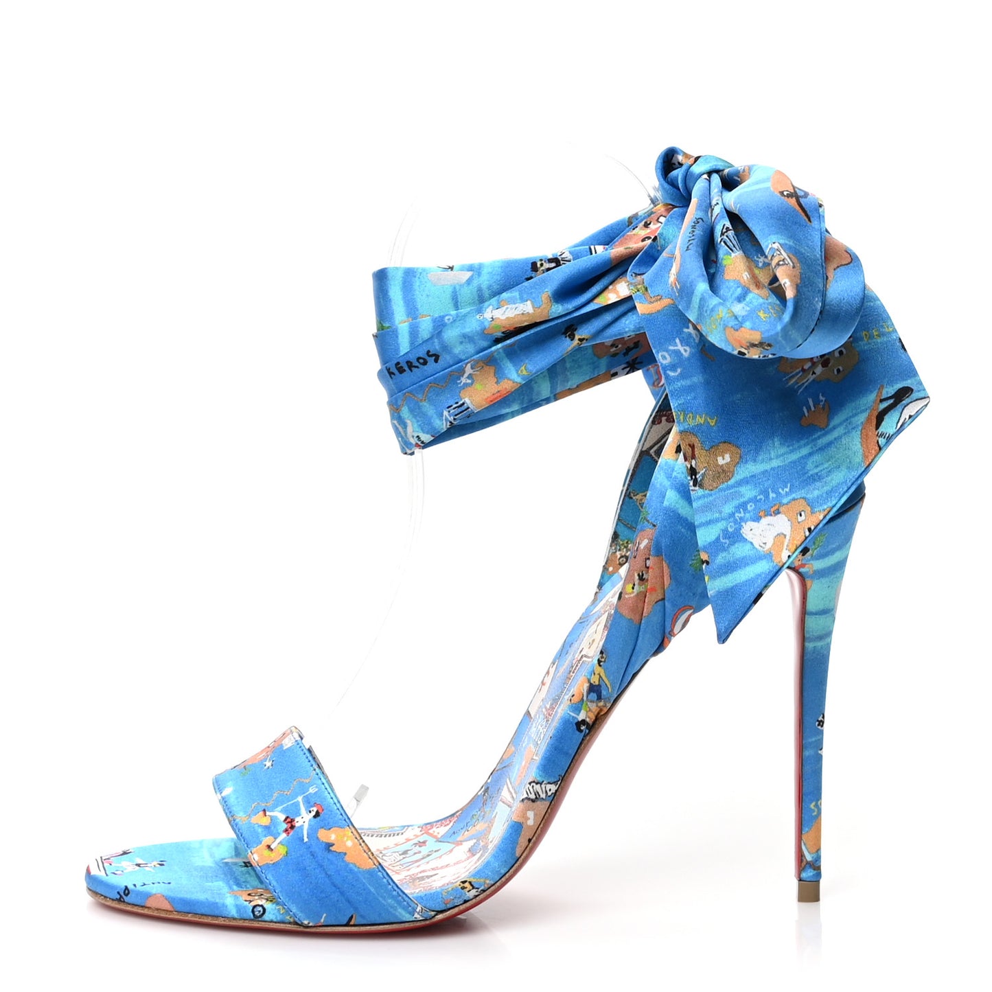 Crepe Satin Greekaba Du Desert 100 Sandal 38.5 Blue Multicolor