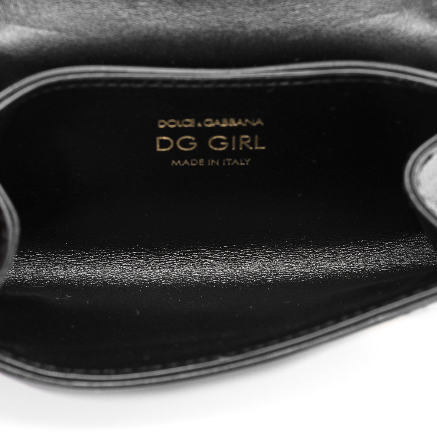 Calfskin Micro DG Girls Shoulder Bag Black