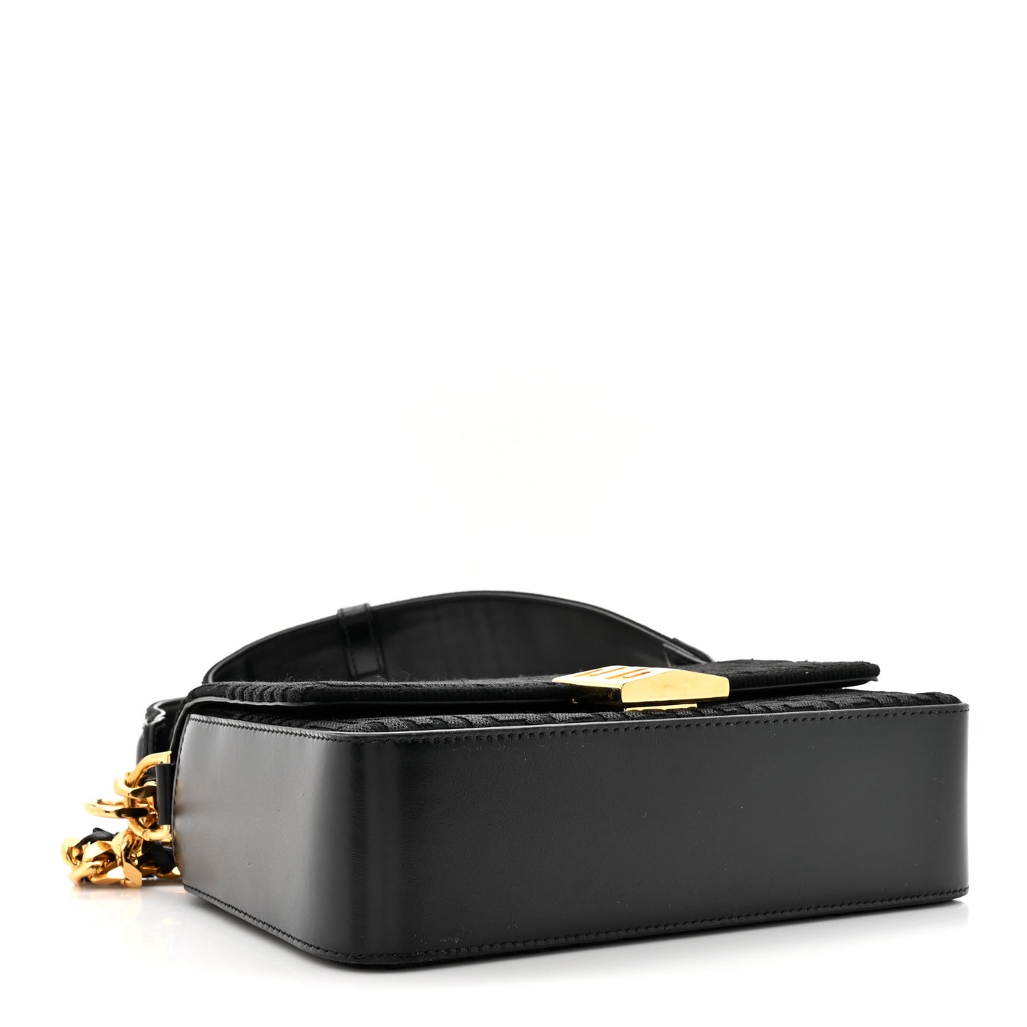 Canvas Woven Embroidered Medium 4G Bag With Chain Black