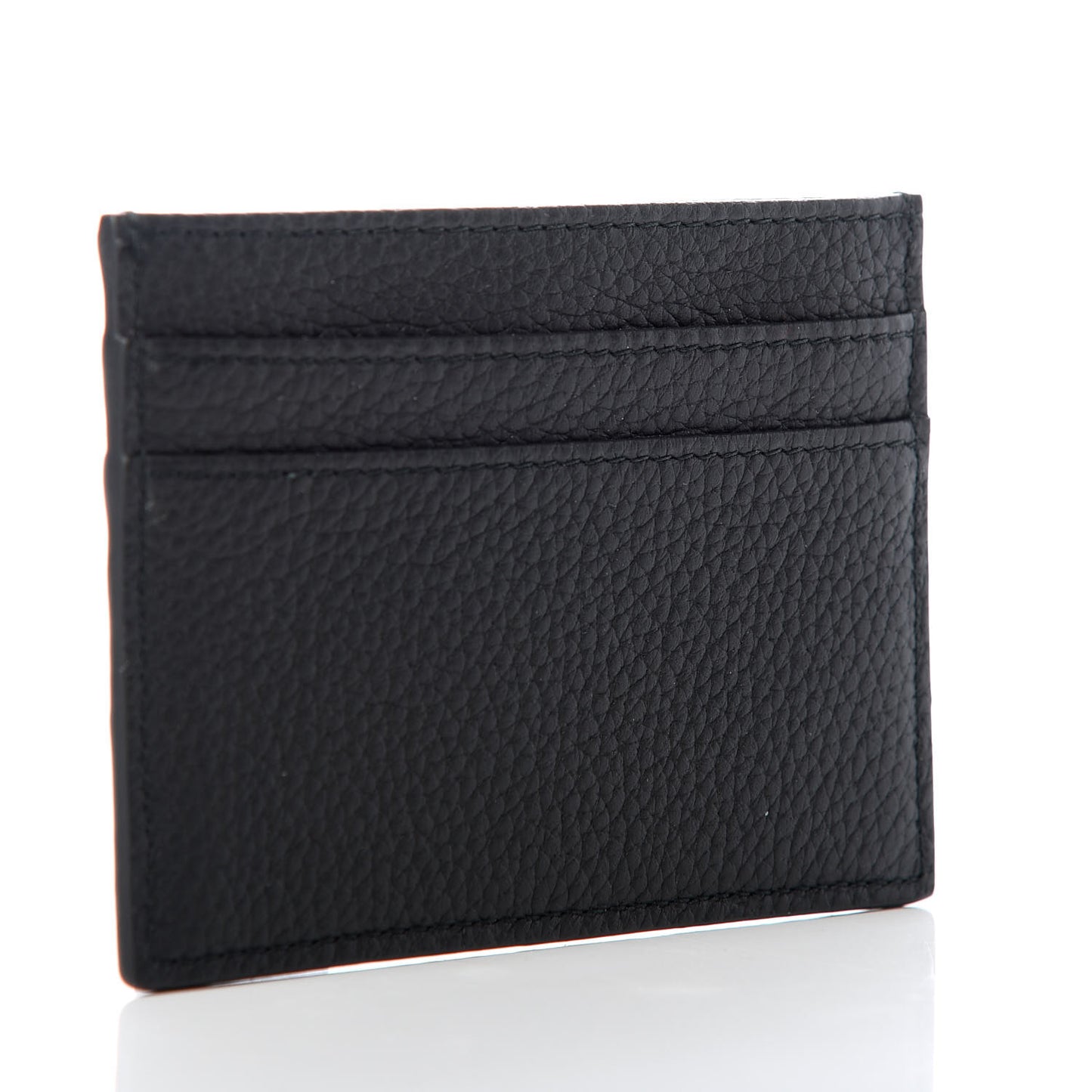 Grained Calfskin Card Holder Black