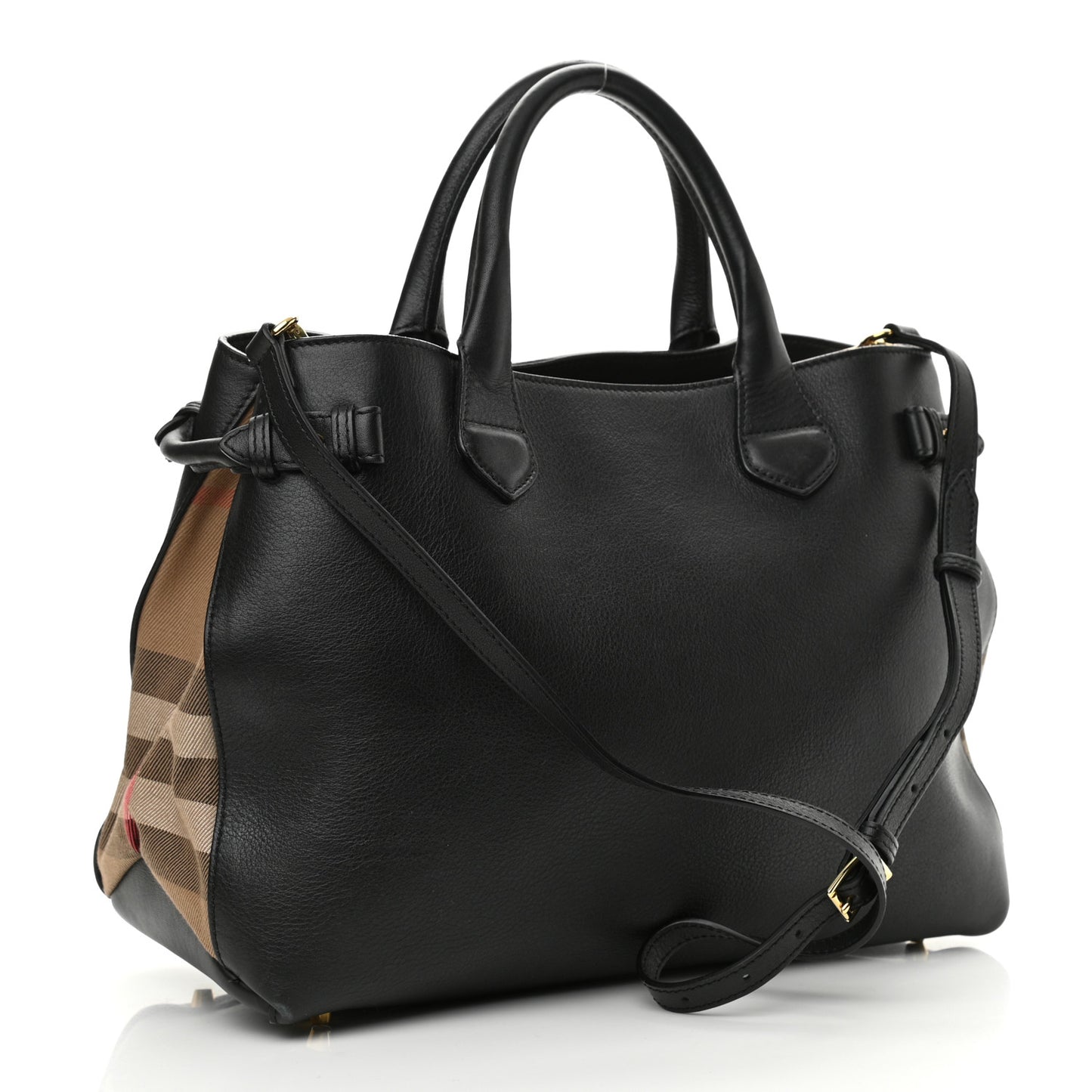 Derby Calfskin House Check Medium Banner Tote Black