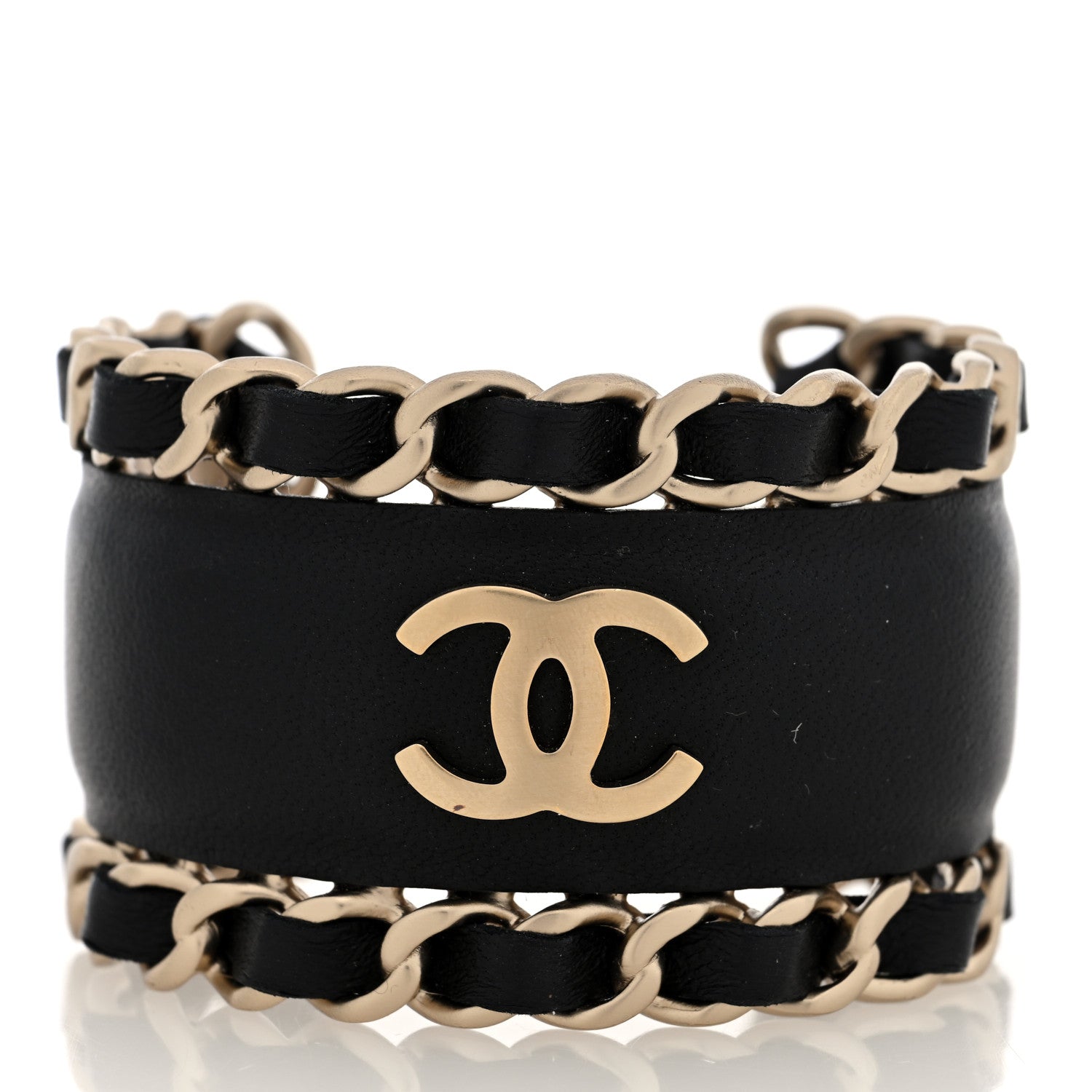 Chanel Lambskin Chain CC Cuff S Black Gold 1783342 – FASHIONPHILE