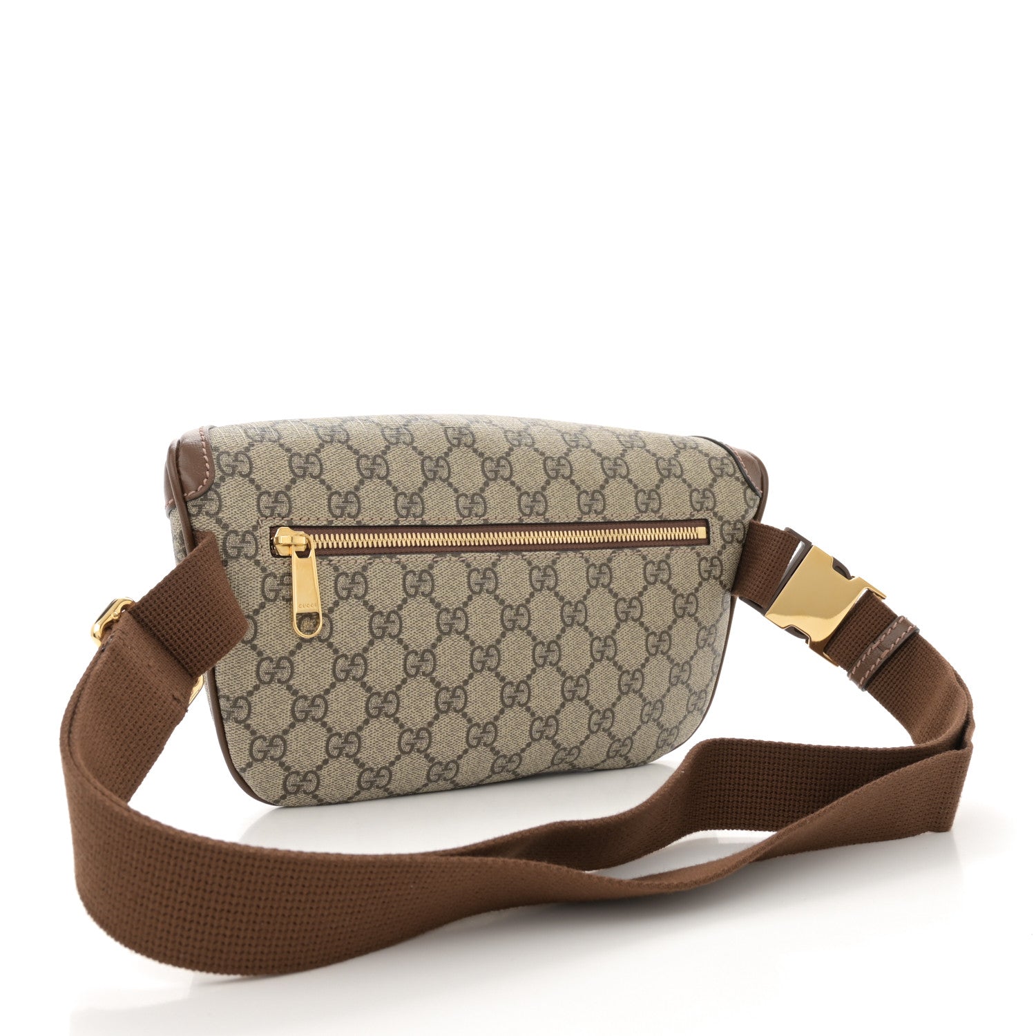 Gucci GG Supreme Monogram Textured Calfskin Retro Interlocking G Belt Bag Beige Ebony Brown Sugar 3 of 12
