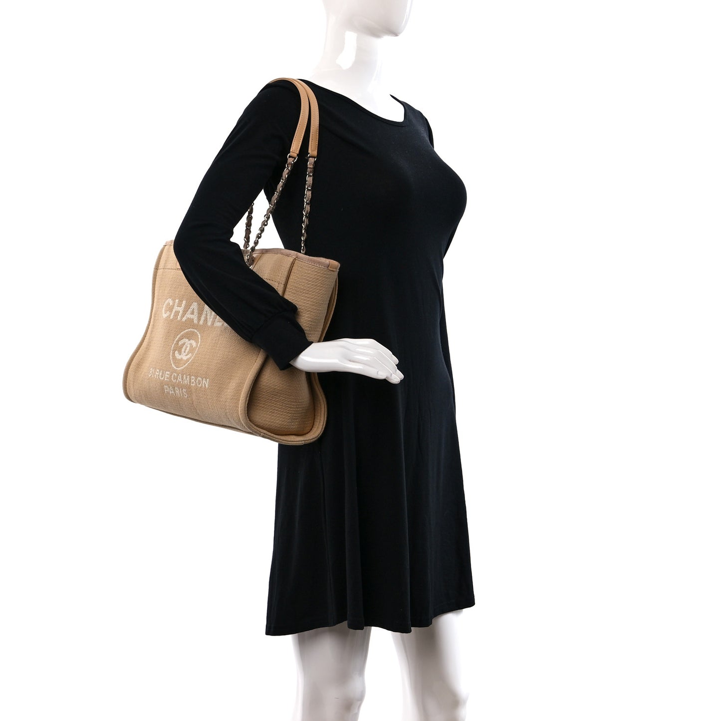 Mixed Fibers Small Deauville Tote Beige