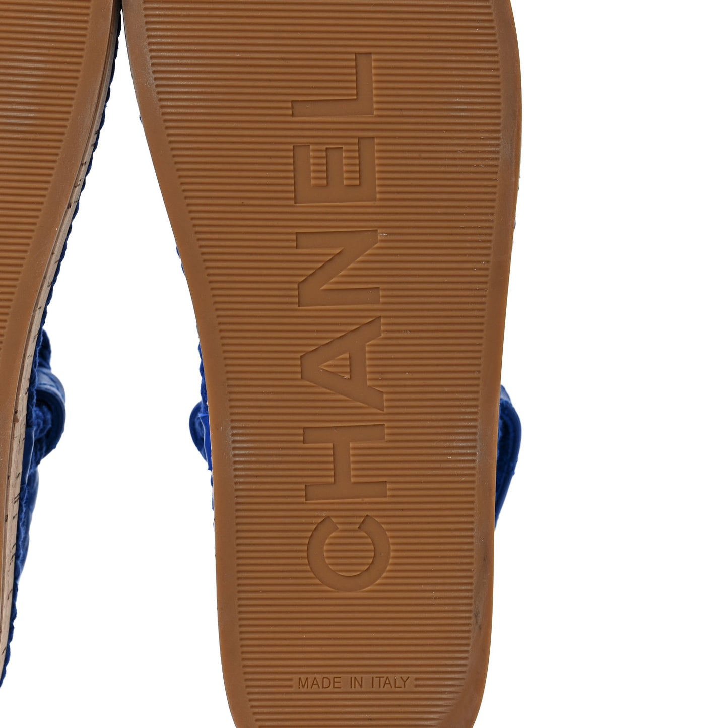Cord Lambskin Quilted Logo Sandals 37 Blue