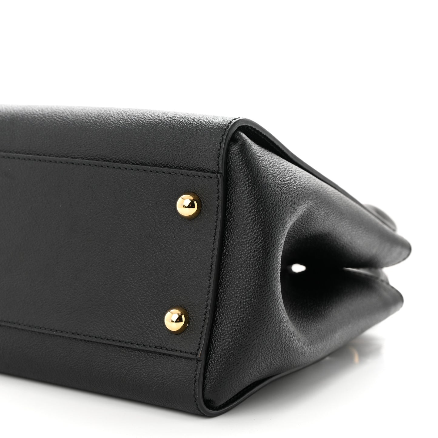 Soft Grain Calfskin Medium Buckle Tote Black