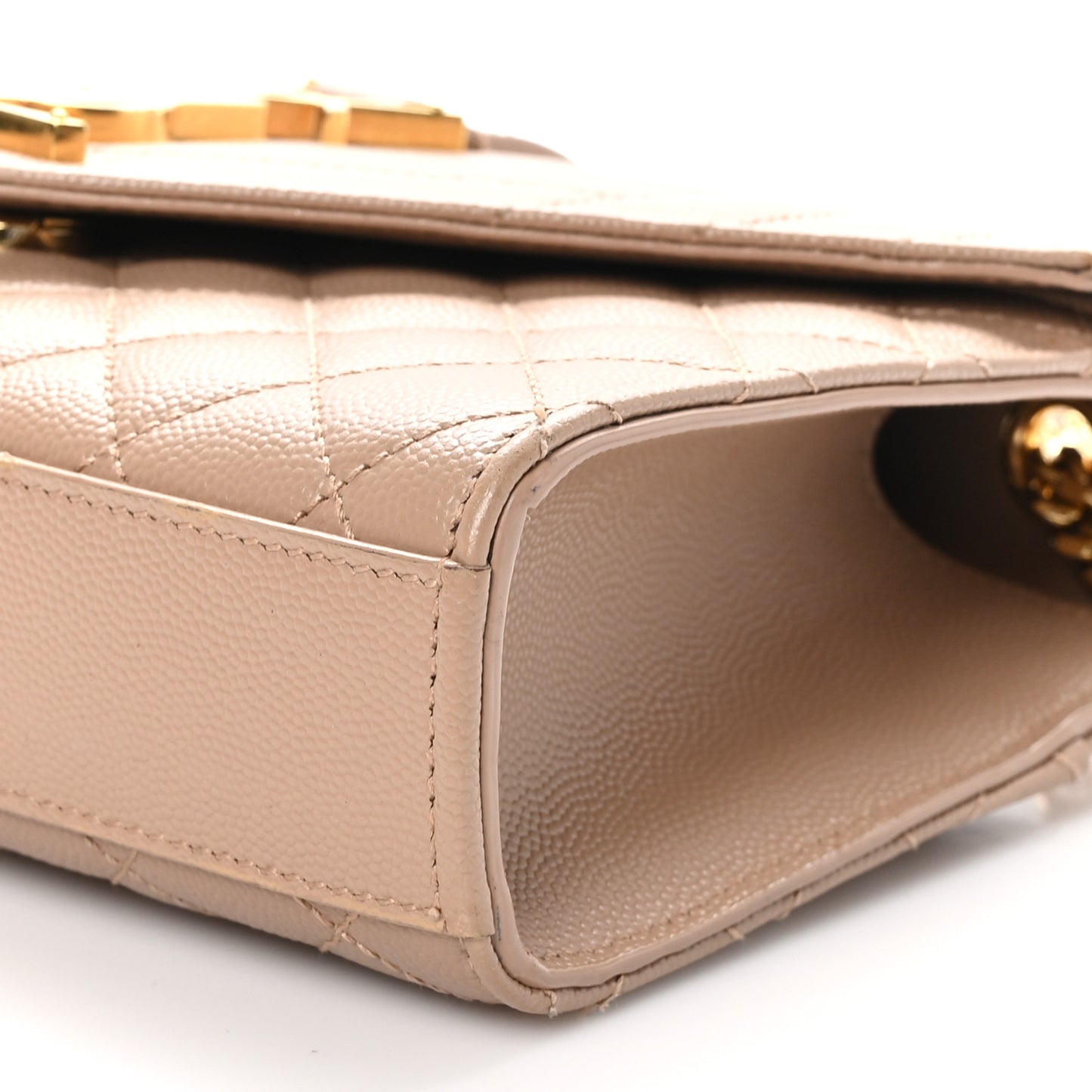 Grain De Poudre Textured Mixed Matelasse Triquilt Small Monogram Satchel Dark Beige