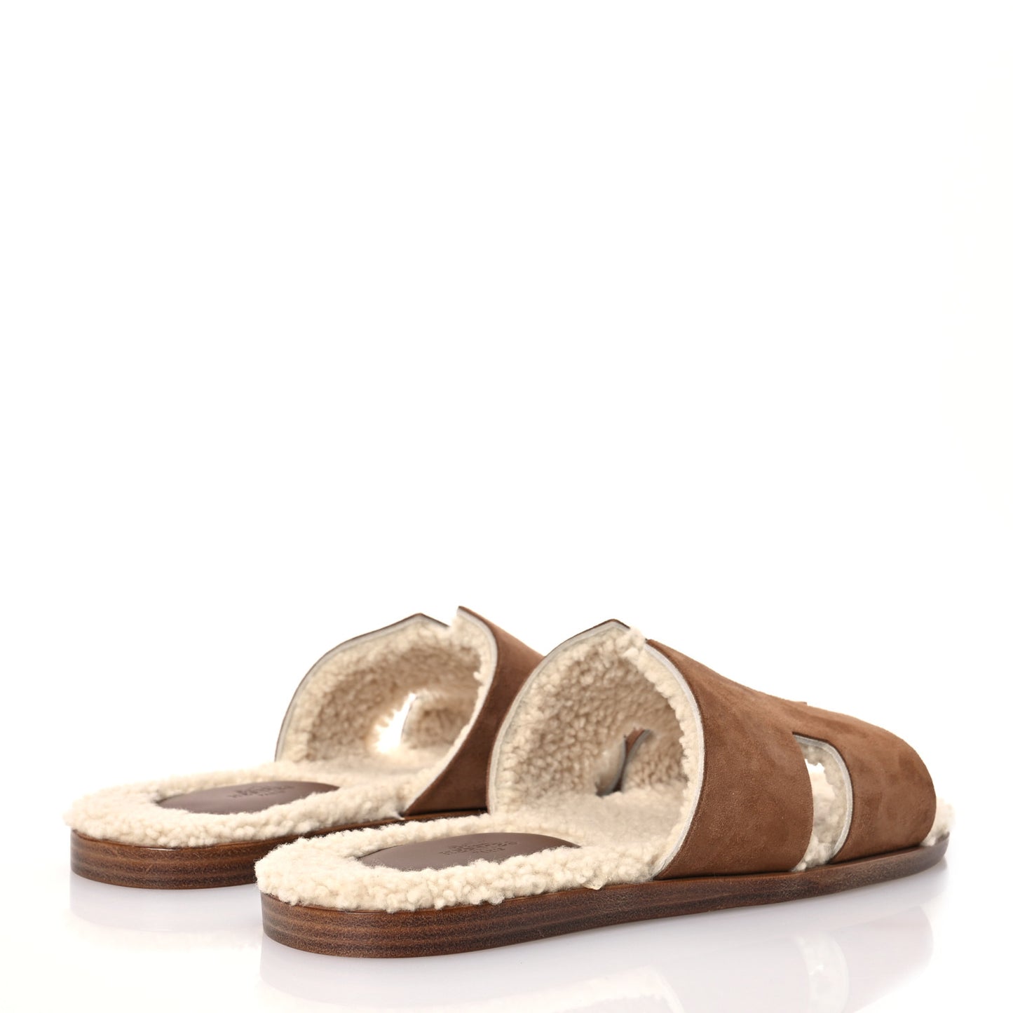 Suede Goatskin Shearling Mens Izmir Sandals 43 Marron Teck Ecru