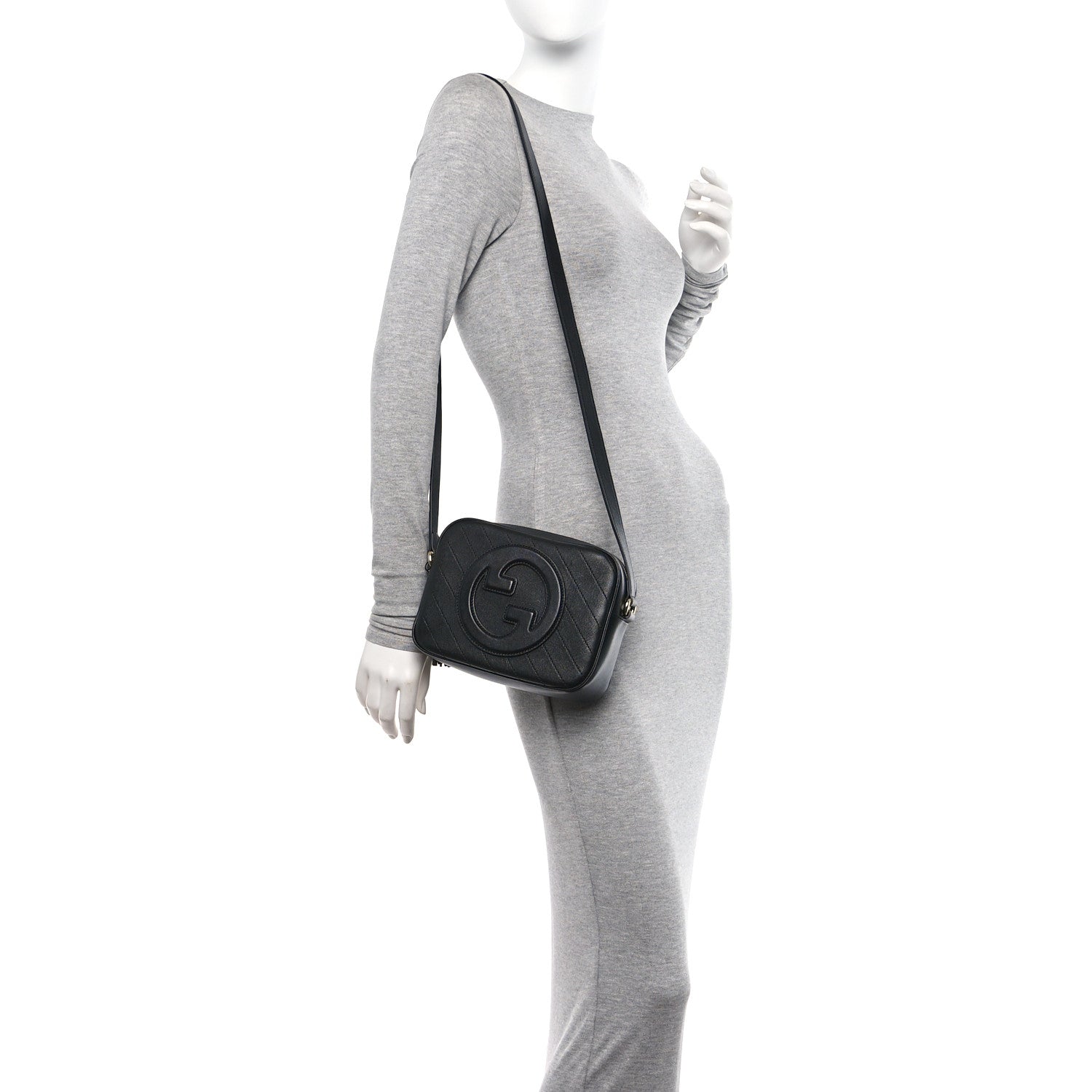 Gucci Sakai Be Green Calfskin Diagonal Stitched Small Blondie Shoulder Bag Black 2 of 10