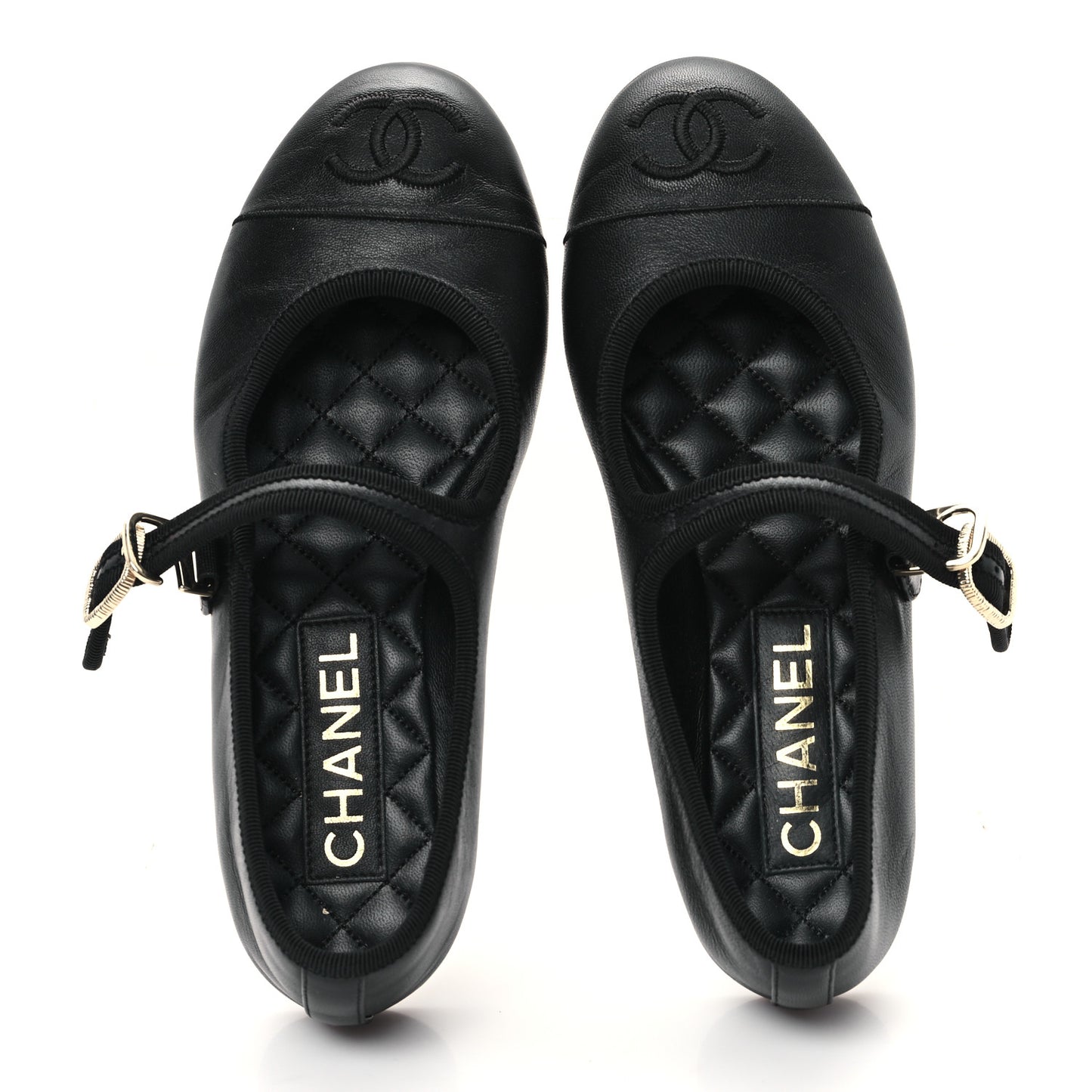 Lambskin Mary Jane Flats 35 Black