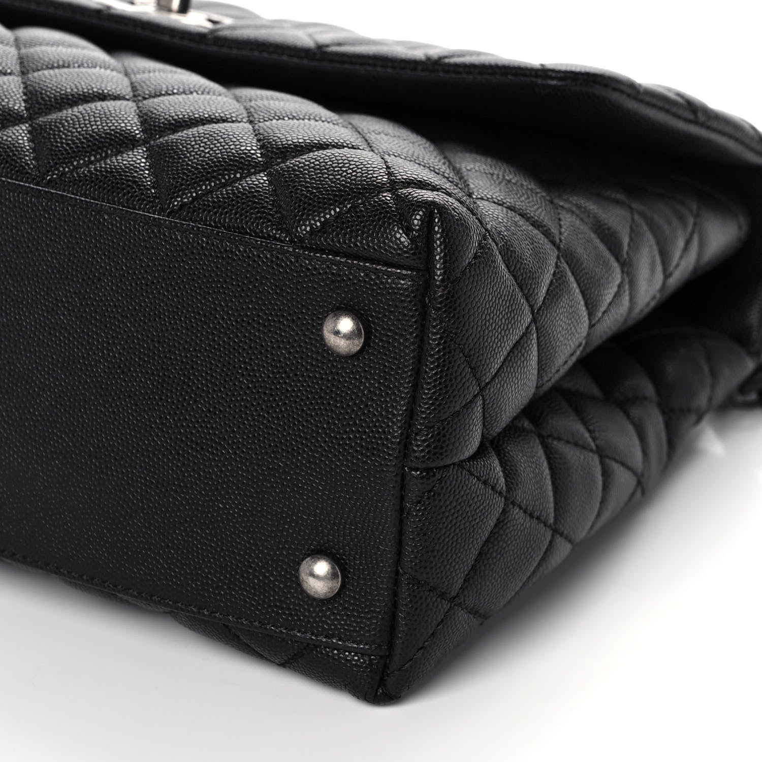 Chanel Caviar Lizard Quilted Medium Coco Handle Flap Black Green 6 of 11