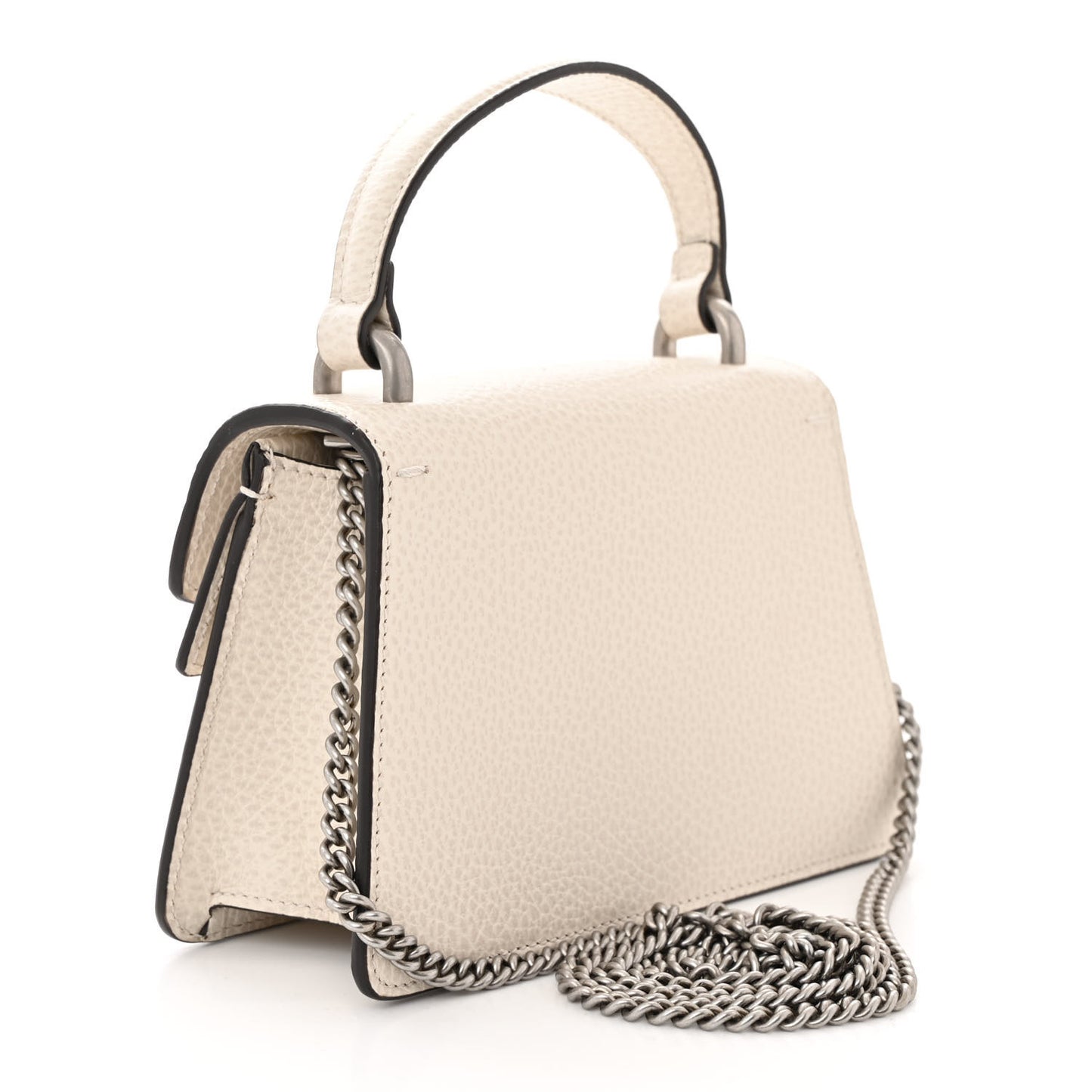 Dollar Calfskin Crystal Mini Dionysus Top Handle Bag Mystic White