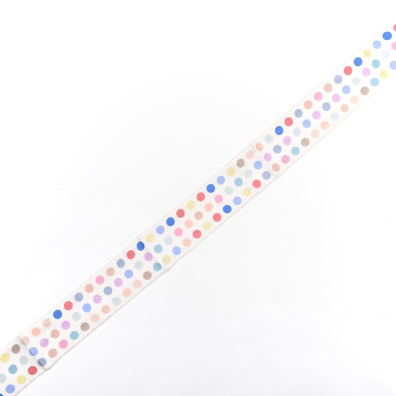 Chanel Silk Polka Dot CC Slim Bandeau Scarf Ivory Multicolor 3 of 4