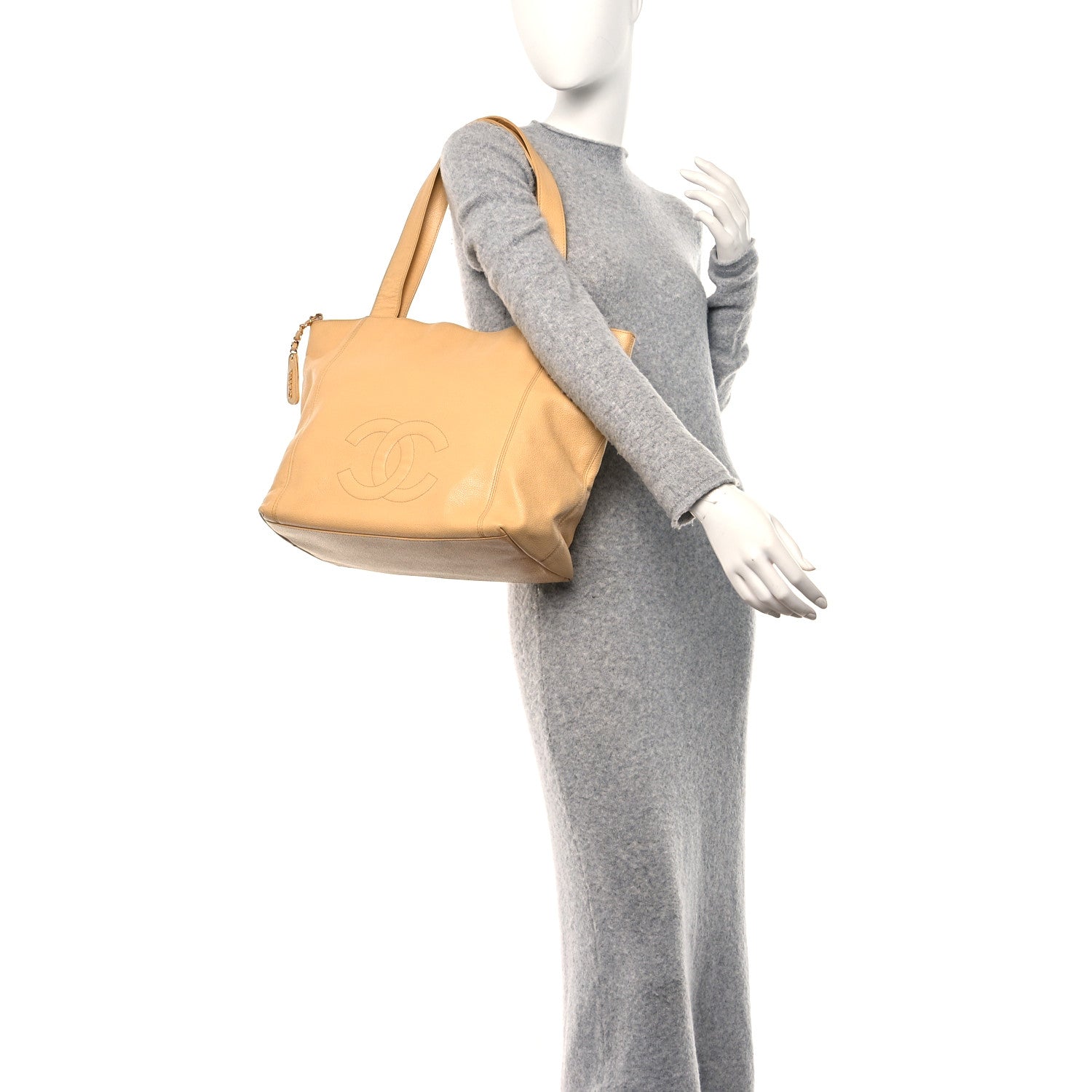 Chanel Caviar CC Tote Beige 2 of 14