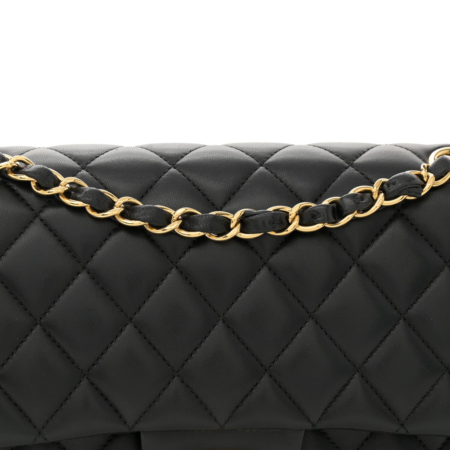 Lambskin Quilted Medium Double Flap Black