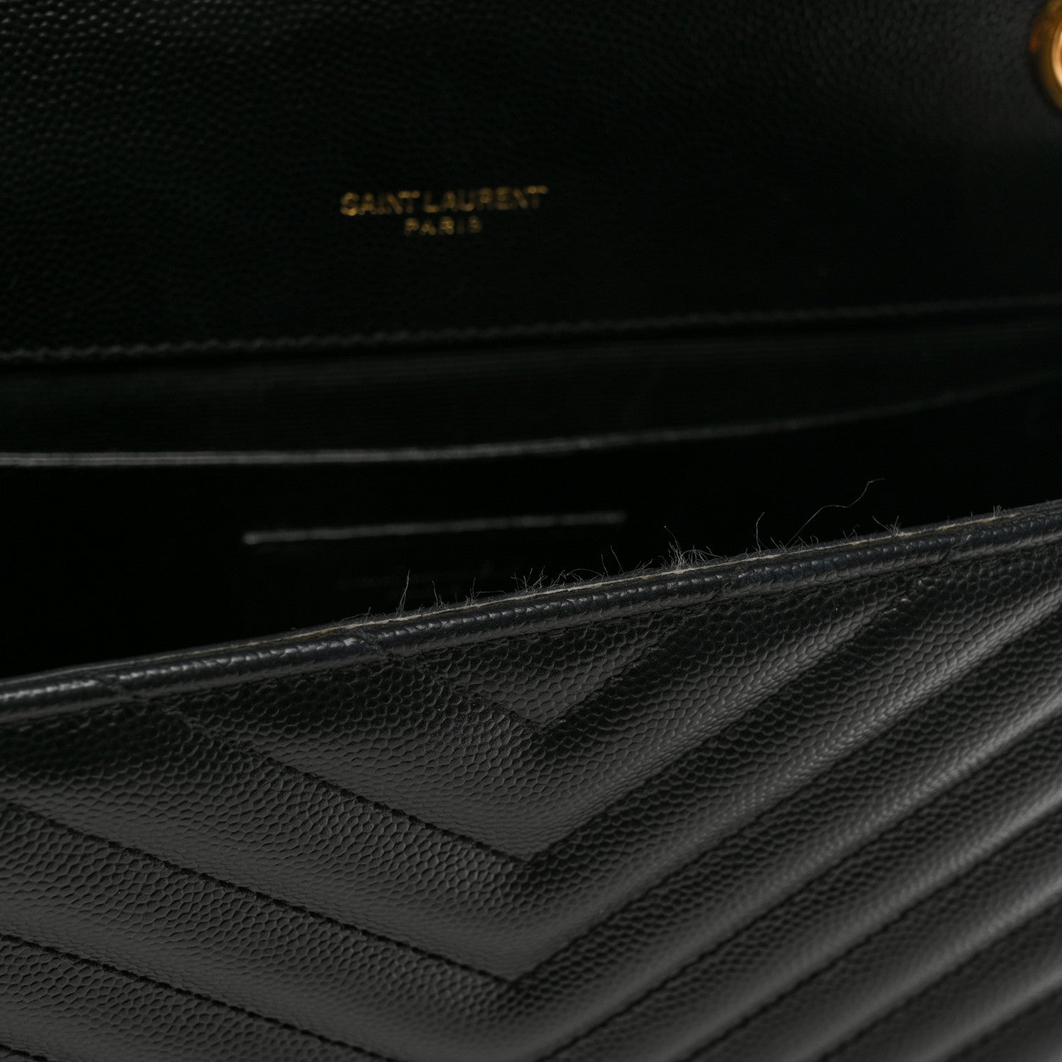 Saint Laurent Grain De Poudre Matelasse Chevron Medium Monogram Satchel Black 13 of 13