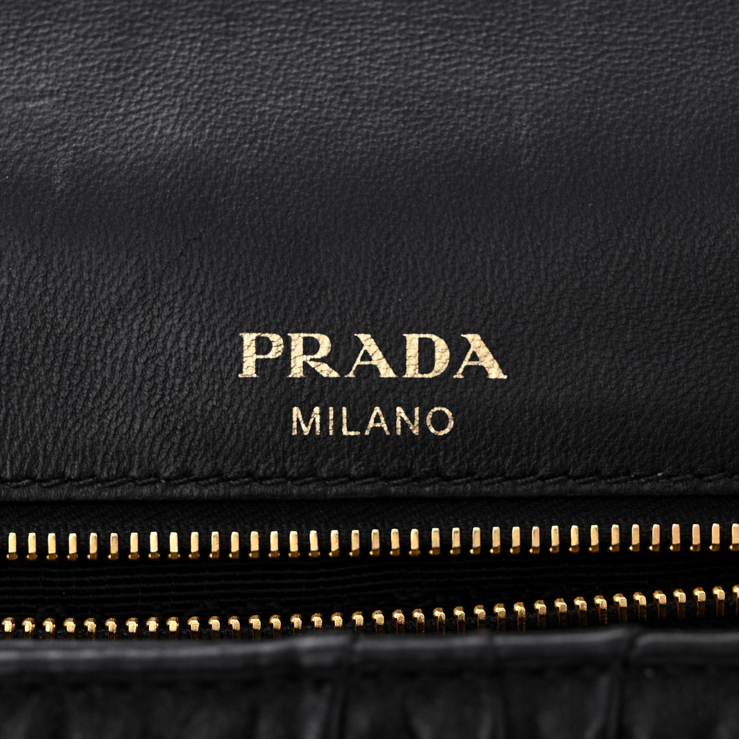 Nappa Gaufre Medium Chain Flap Shoulder Bag Black