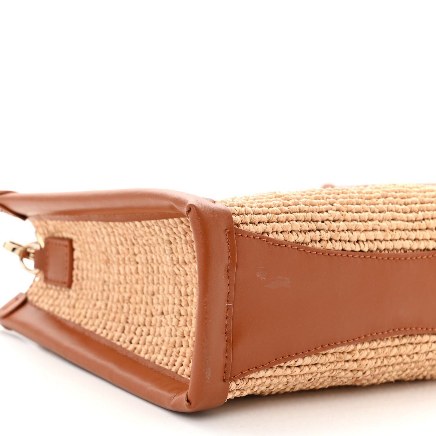 Raffia Calfskin Mini By My Side Tote Natural Cuoio