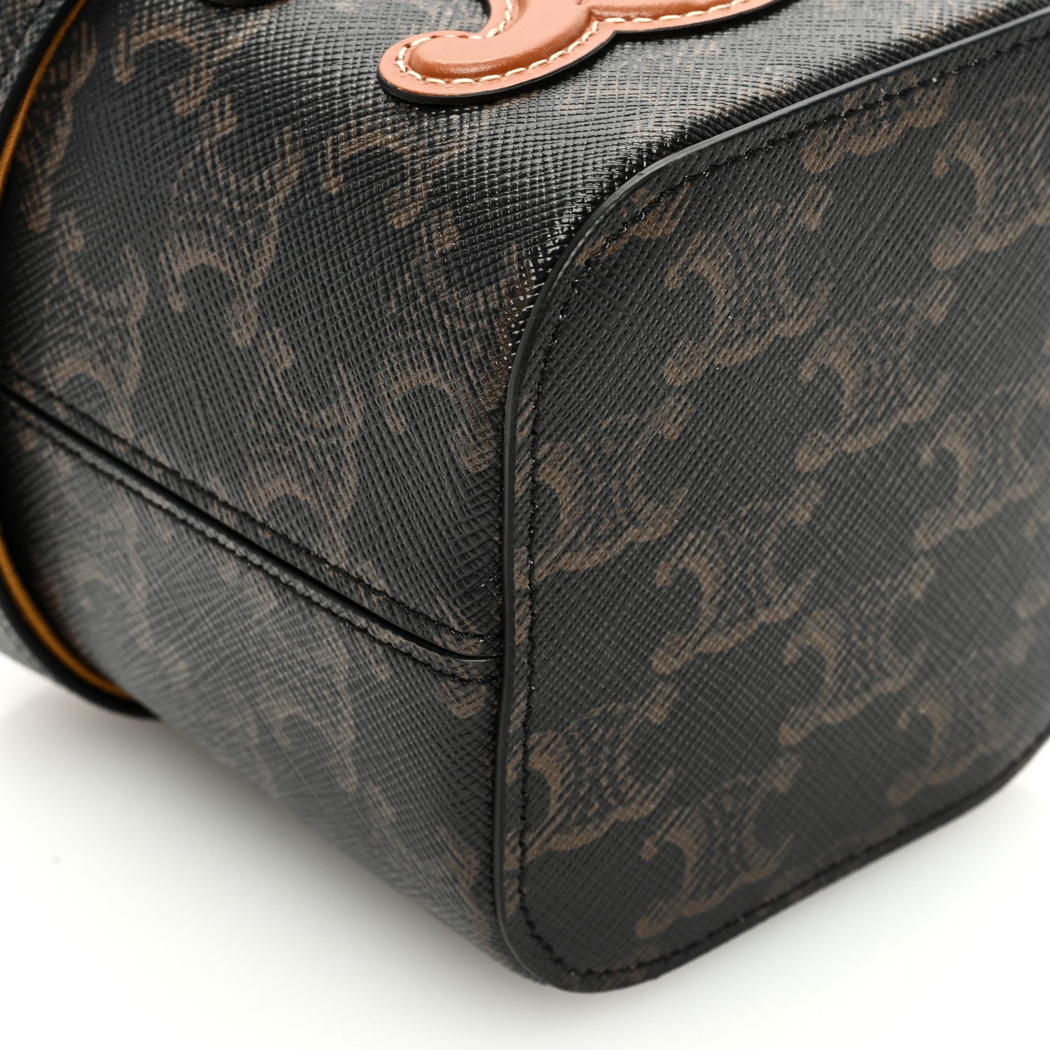 Celine Triomphe Canvas Calfskin Small Cuir Triomphe Box Tan 8 of 9