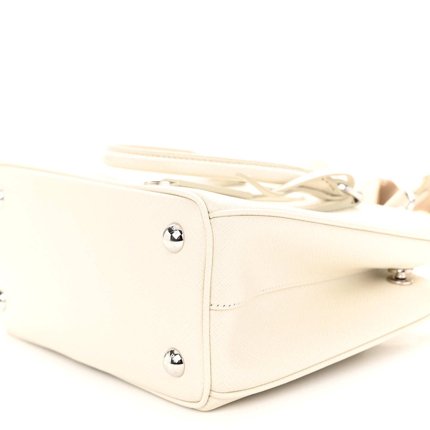 Saffiano Lux Micro Galleria Shoulder Bag Talco