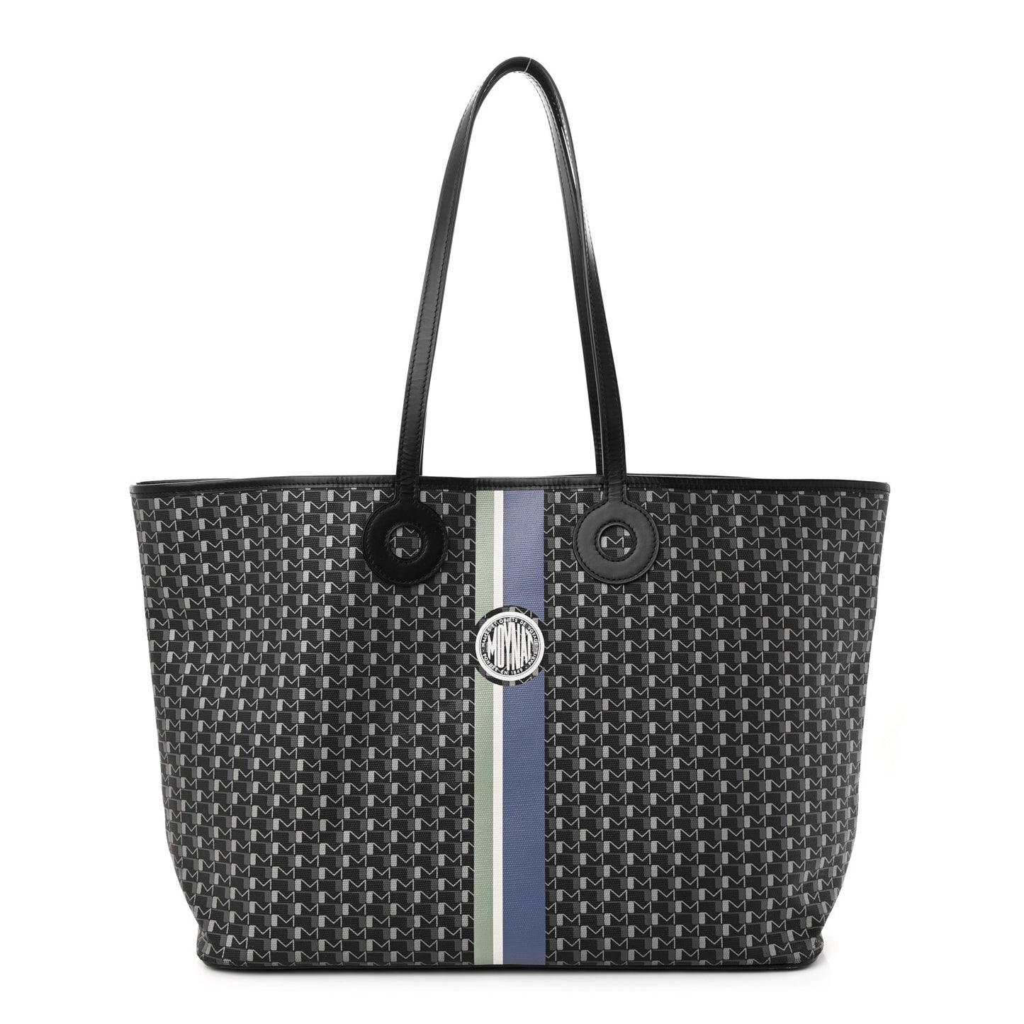 Grained Calfskin Canvas 1920 Oh! Tote Ruban GM Carbon Silver
