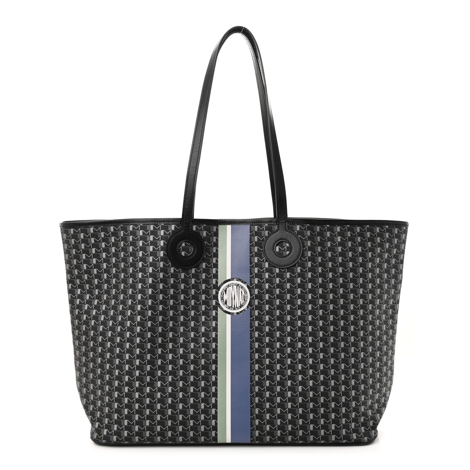 Moynat Grained Calfskin Canvas 1920 Oh! Tote Ruban GM Carbon Silver 1 of 10
