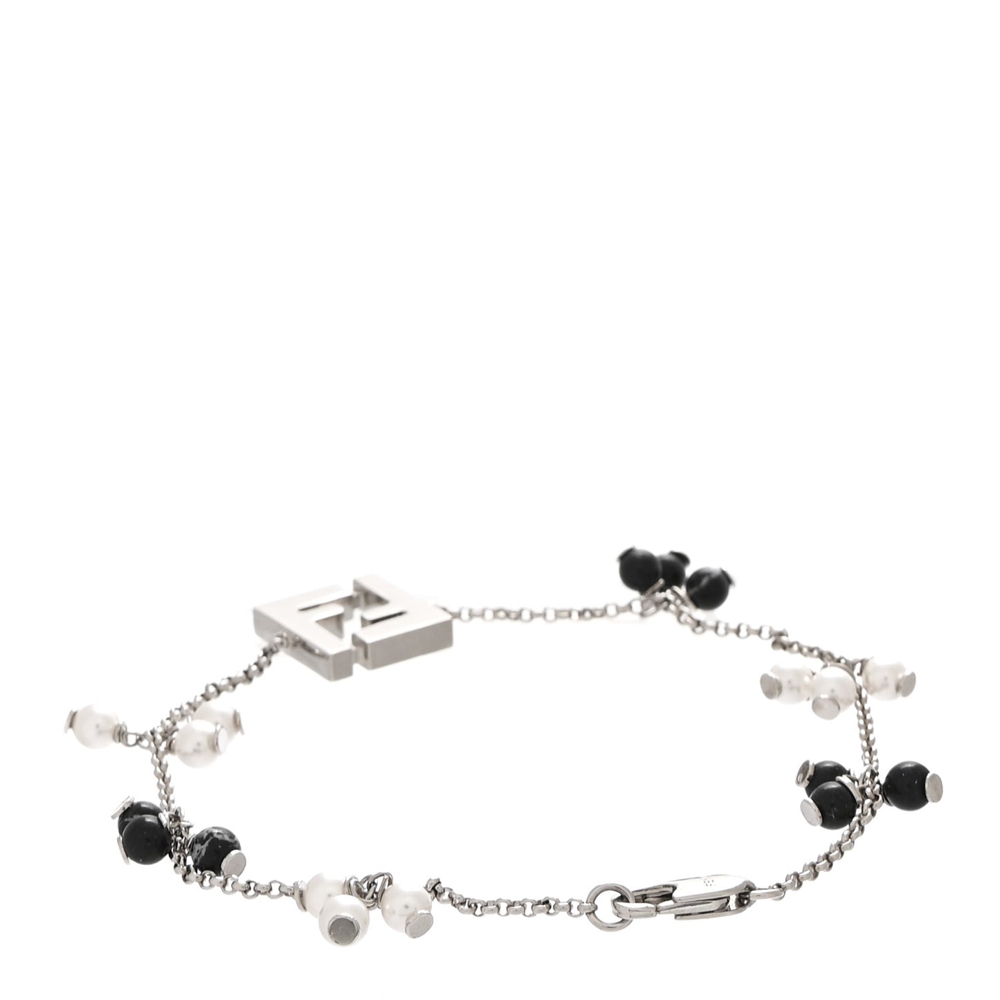 Metal Pearl FF Bracelet M Silver Black