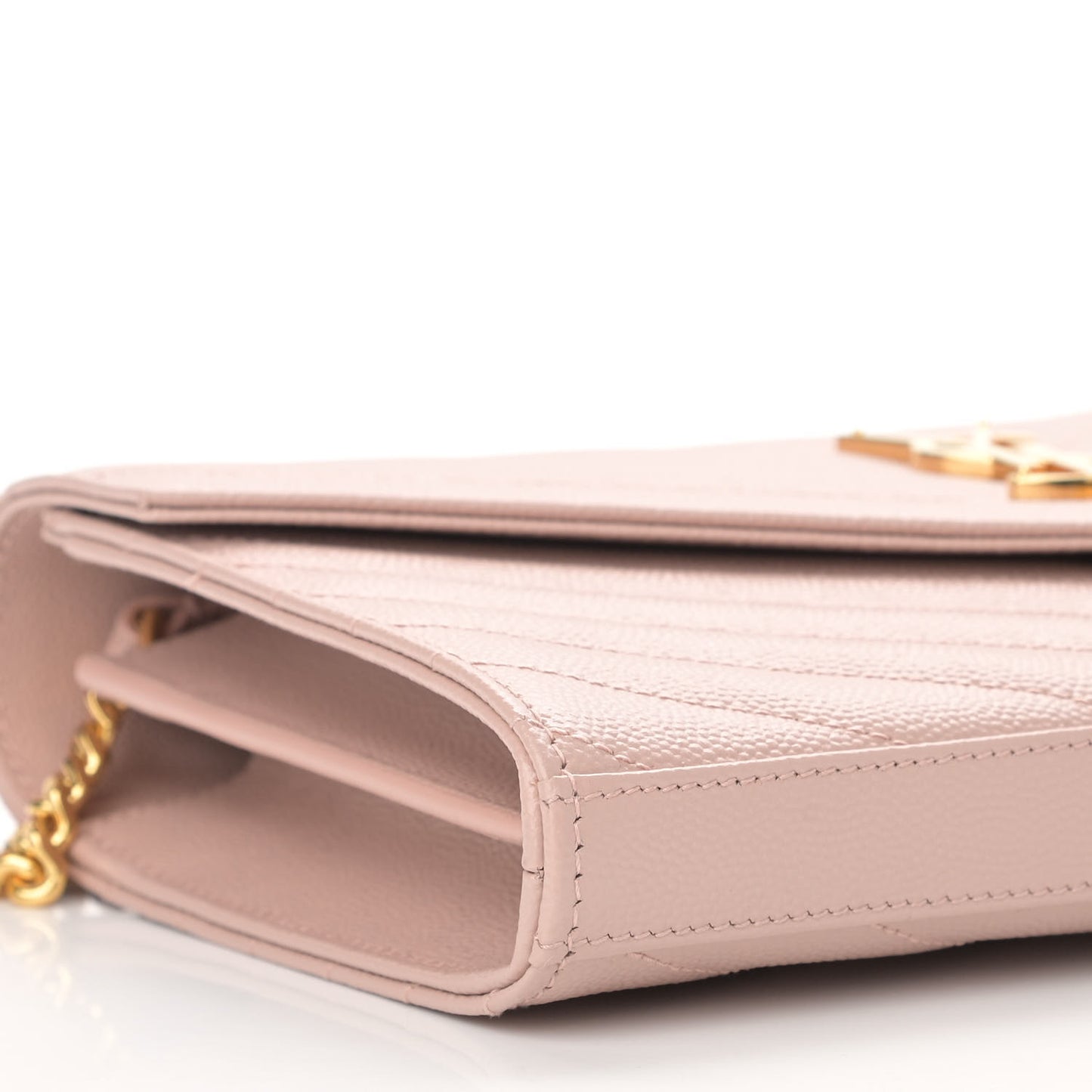 Grain De Poudre Matelasse Chevron Monogram Chain Wallet Pale Pink