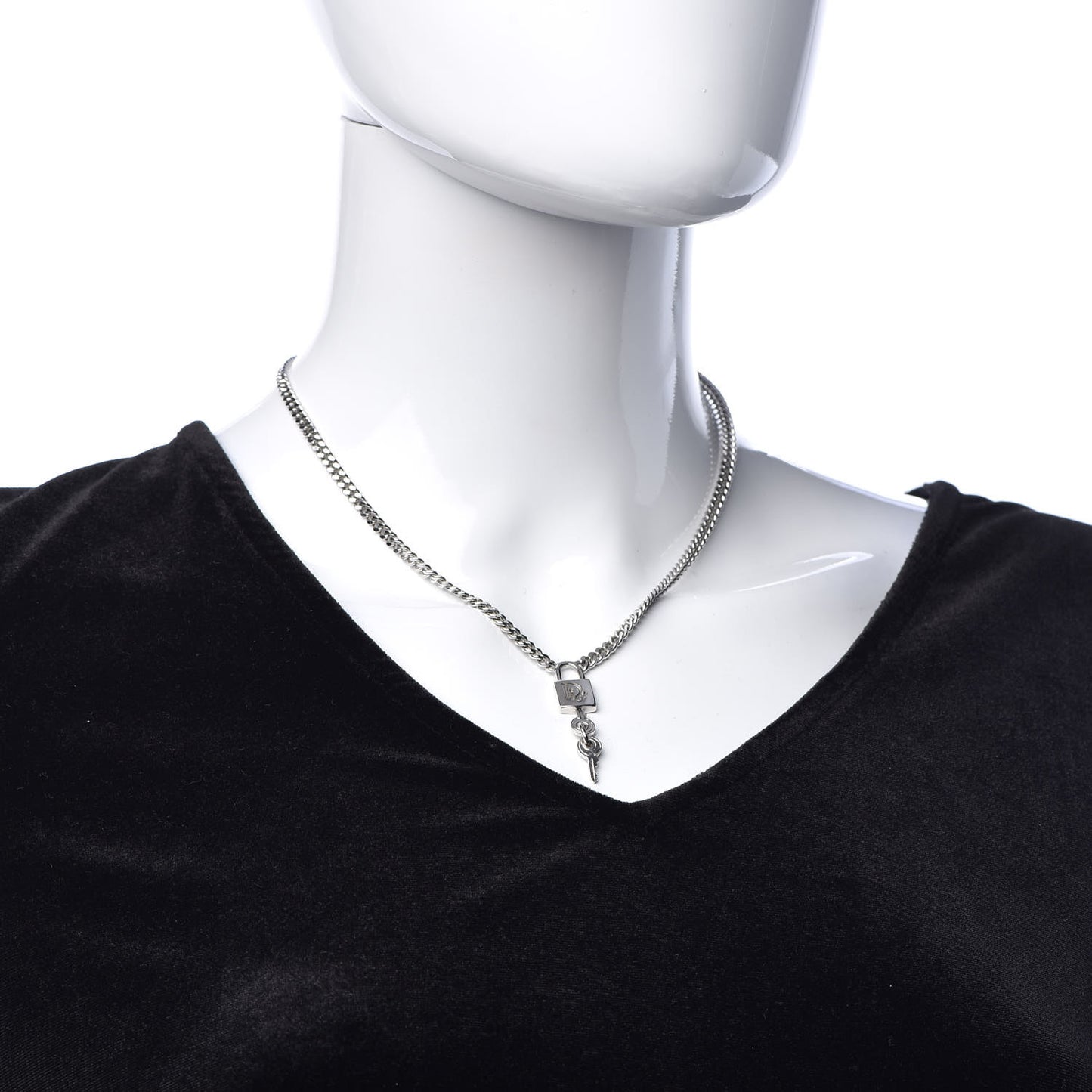 Metal Lock and Key Necklace Silver