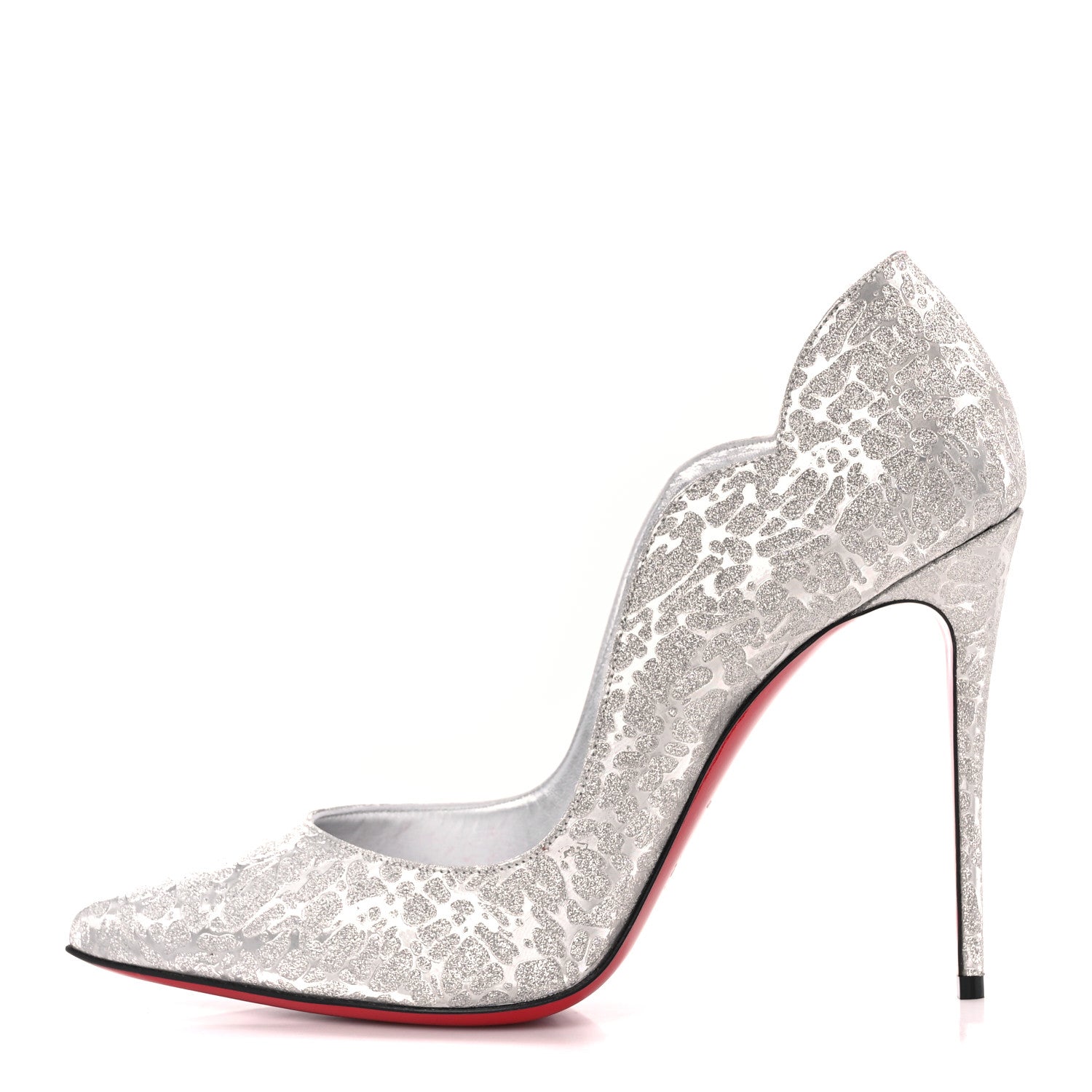 Christian Louboutin Glitter Specchio Hot Chick 100 Pumps 39 Silver