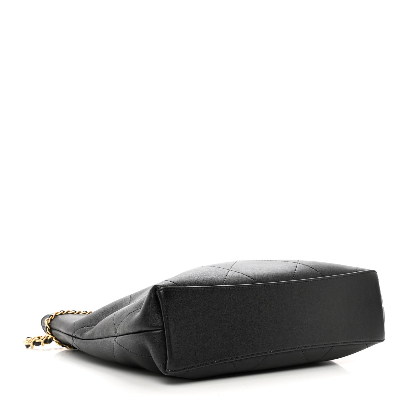 Calfskin Stitched Small Shopping Tote Black