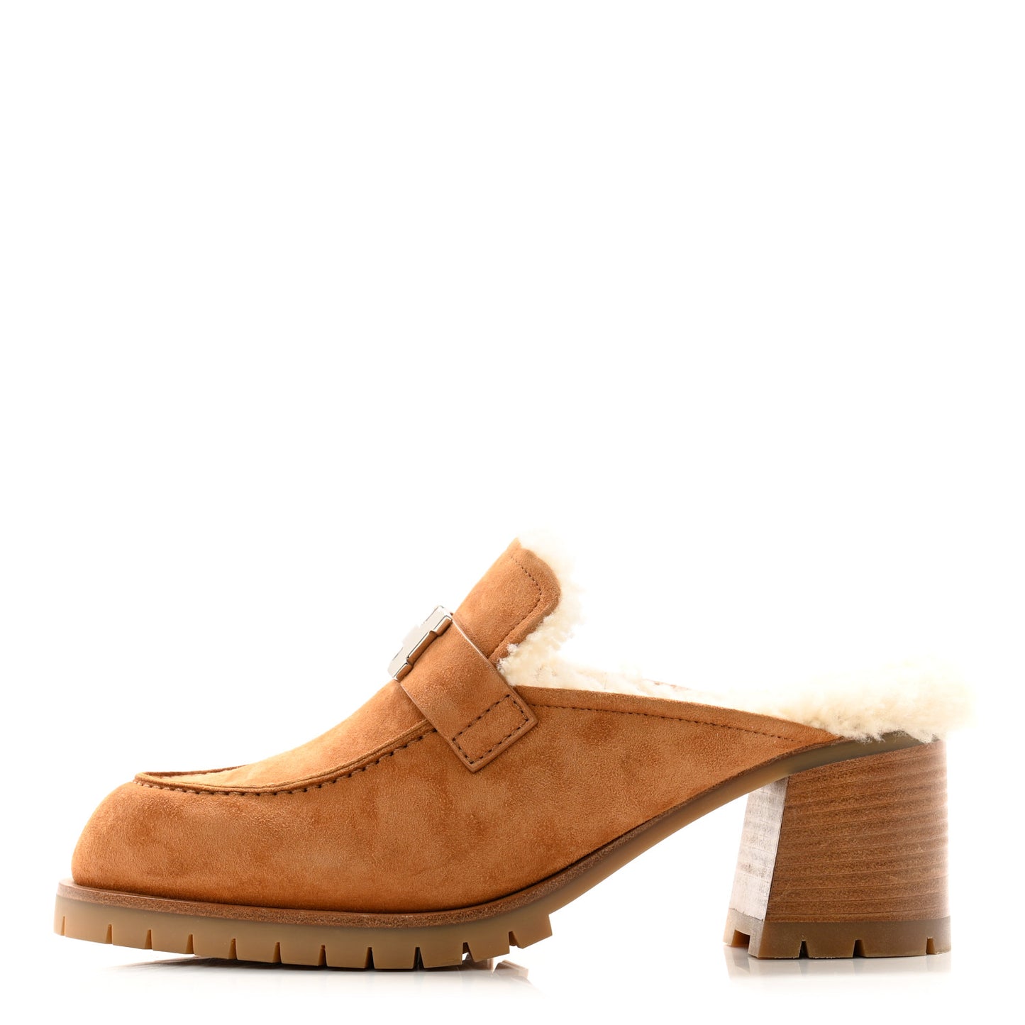 Suede Goatskin Woolskin Flore 60 Mules 38.5 Brun Amourette Ecru