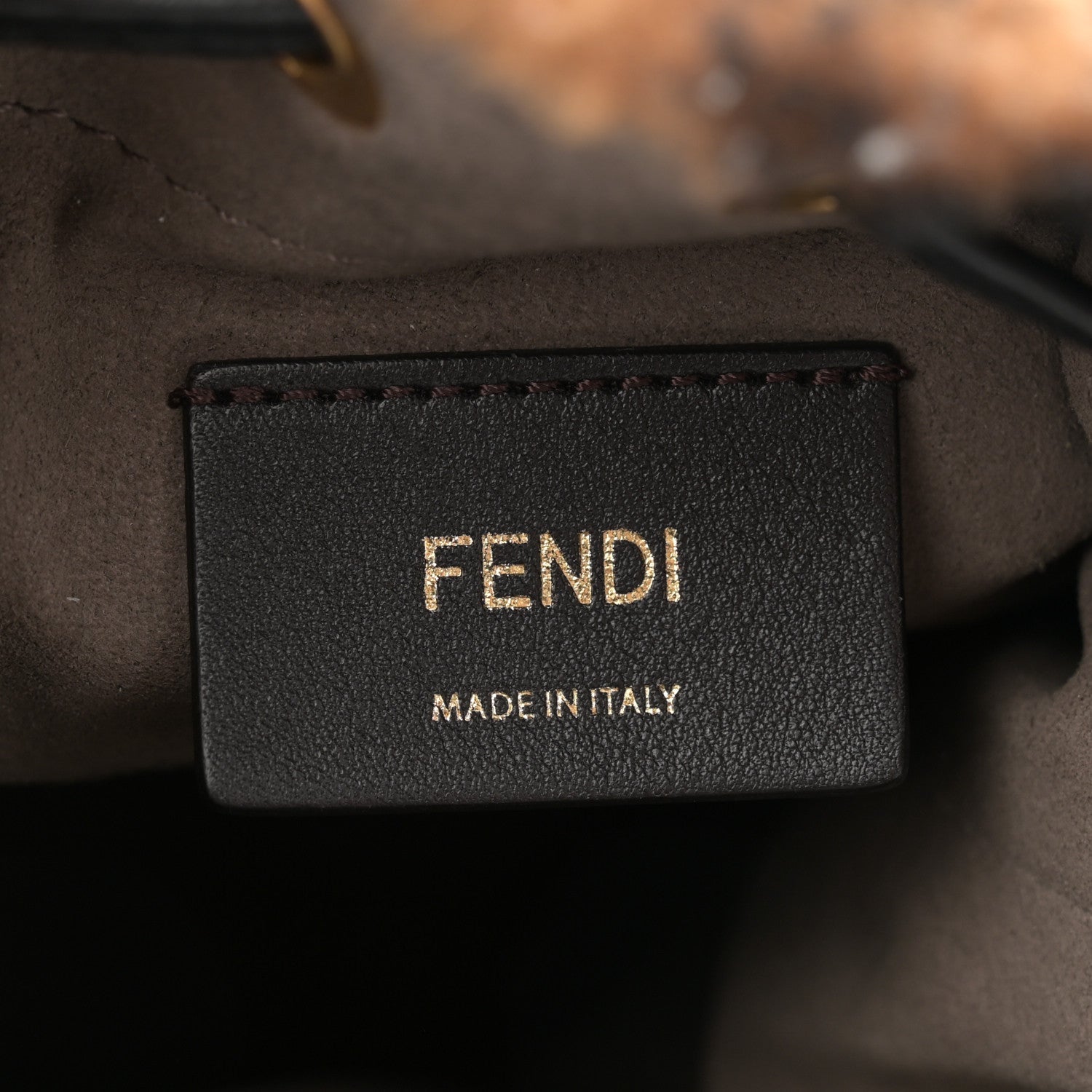 Fendi Shearling Vitello Dolce F is Fendi Macro FF 1974 Mini Mon Tresor Bucket Bag Tobacco Black 6 of 13