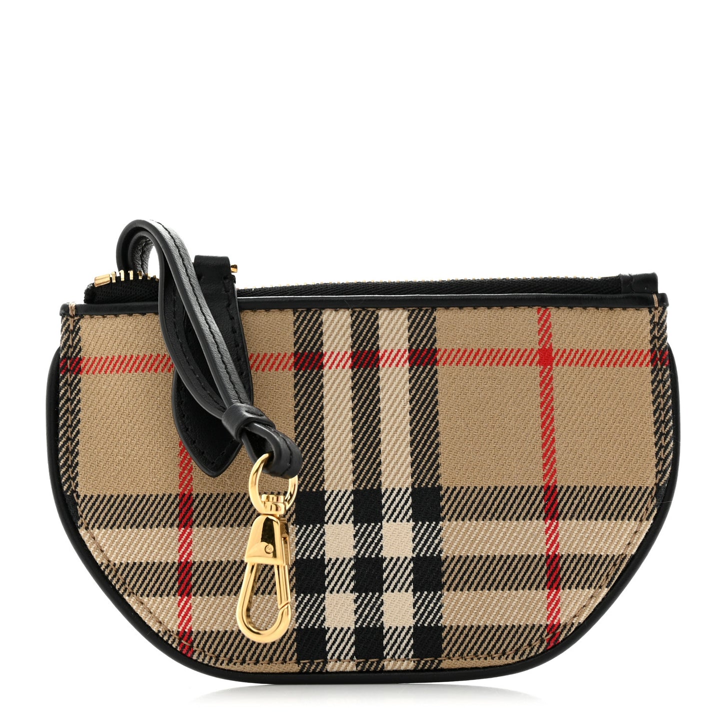 Cotton Calfskin Vintage Check Olympia Coin Purse Archive Beige