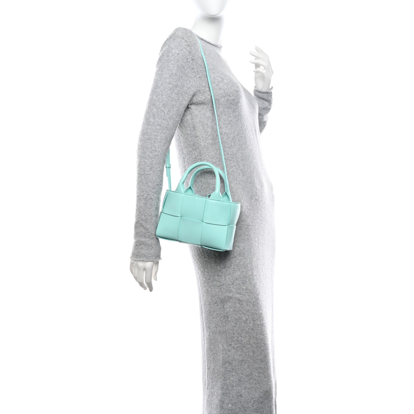 Lambskin Maxi Intreccio Candy Arco Tote Celadon