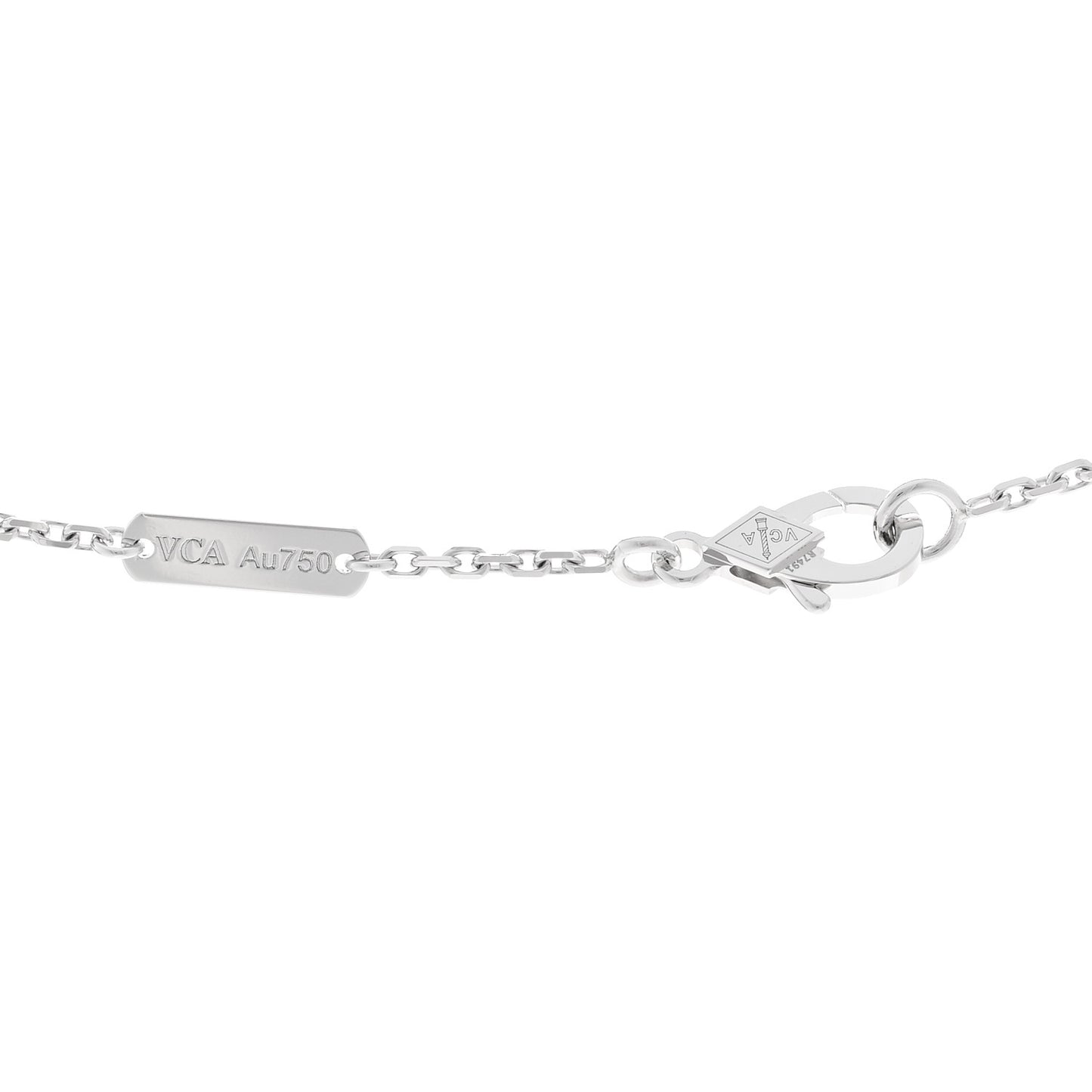 18K White Gold Guilloche Vintage Alhambra Pendant Necklace