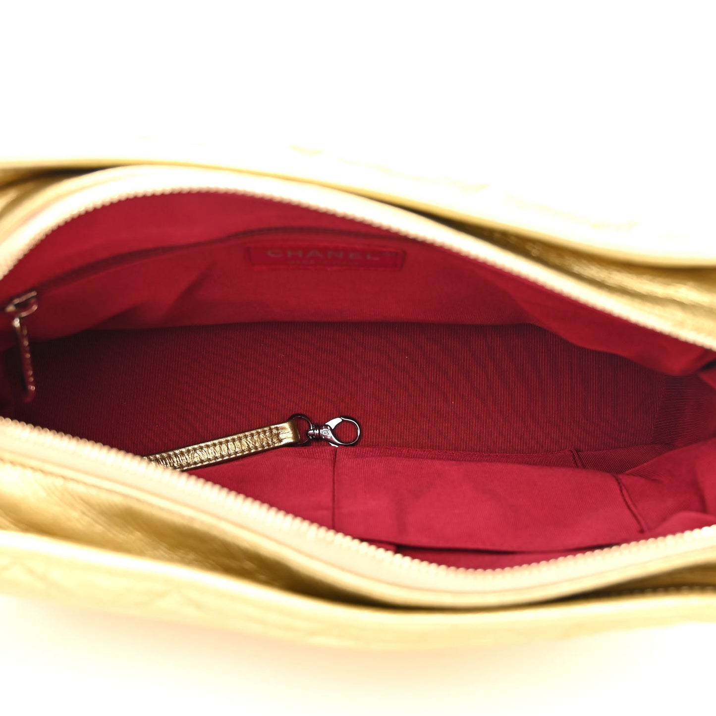 Metallic Lambskin Calfskin Quilted Medium Gabrielle Hobo Gold