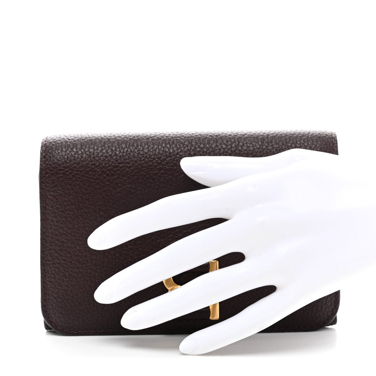 Grained Calfskin Marcie Medium Compact Wallet Oxblood