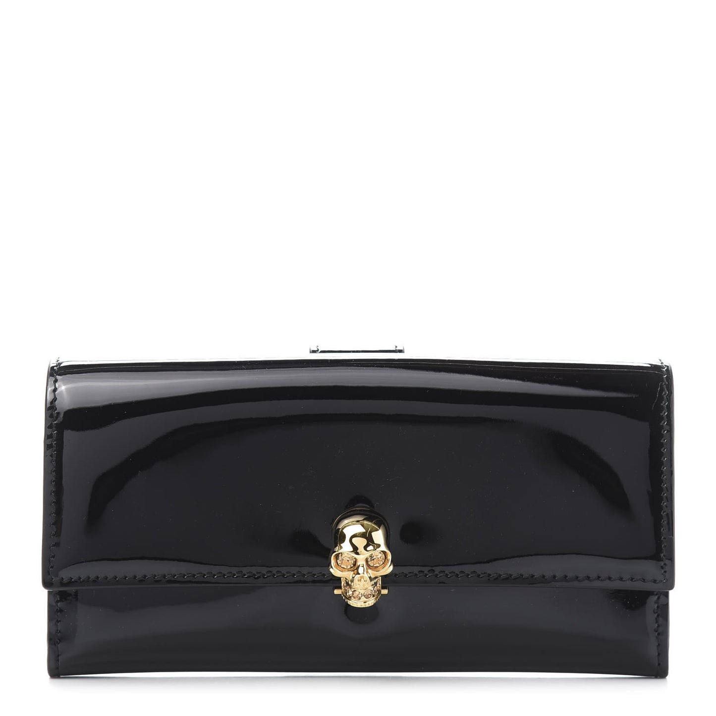 Patent Skull Continental Wallet Black